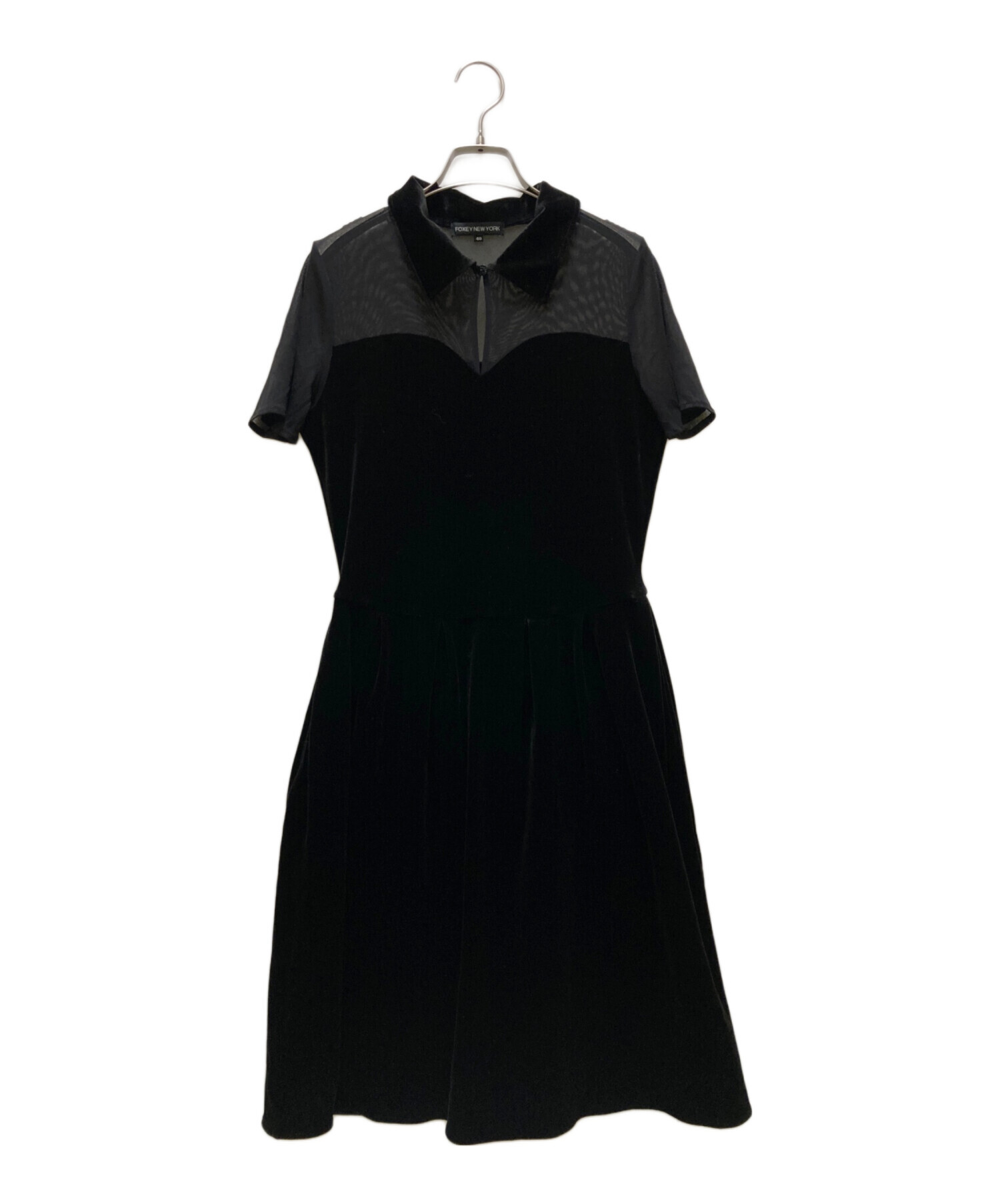 ☆ベロアノワールbyフォクシーニューヨークワンピースブラック希少42☆ 中古・古着通販】FOXEY NEWYORK (フォクシーニューヨーク) シースルー