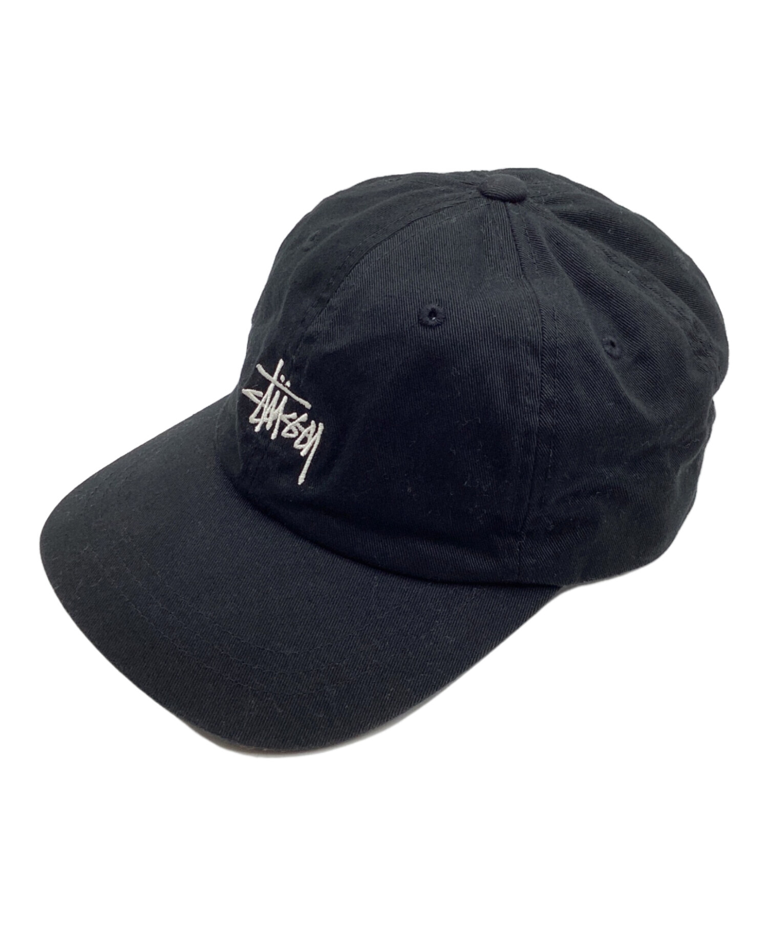 【新品タグ付き】STUSSY ブラック ベースボールキャップ 中古・古着通販】stussy (ステューシー) ロゴ刺繍ベースボールキャップ