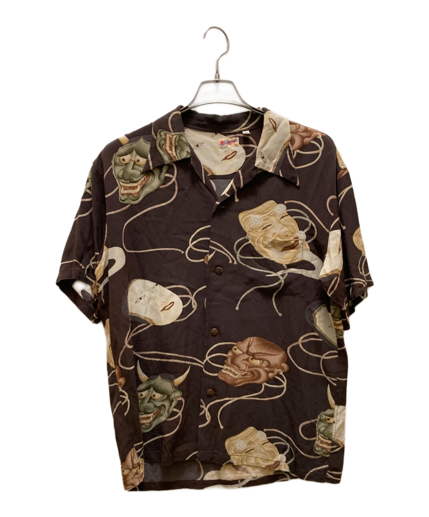 【加古川店】 中古 SUN SURF | サンサーフ その他トップス 能面/NOH MASK SS31609 ベージュ サイズ：L 【101】 中古・古着通販】Sun Surf (サンサーフ) 能面アロハシャツ ブラウン