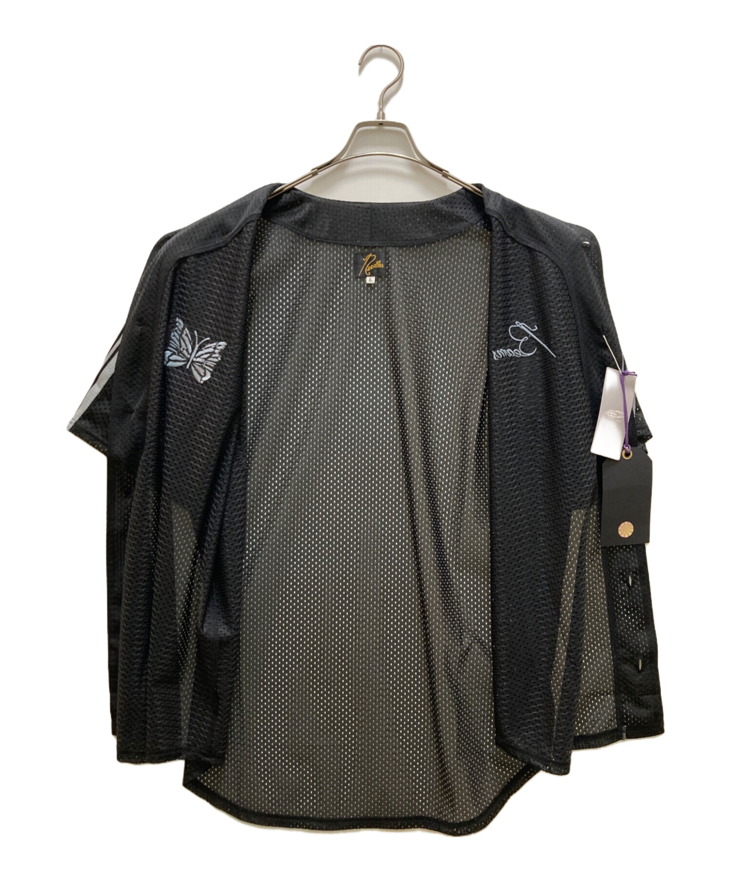 Needles x BEAMS ベースボールシャツ メッシュ 黒 中古・古着通販】Needles (ニードルズ) BEAMS (ビームス) 別注メッシュ