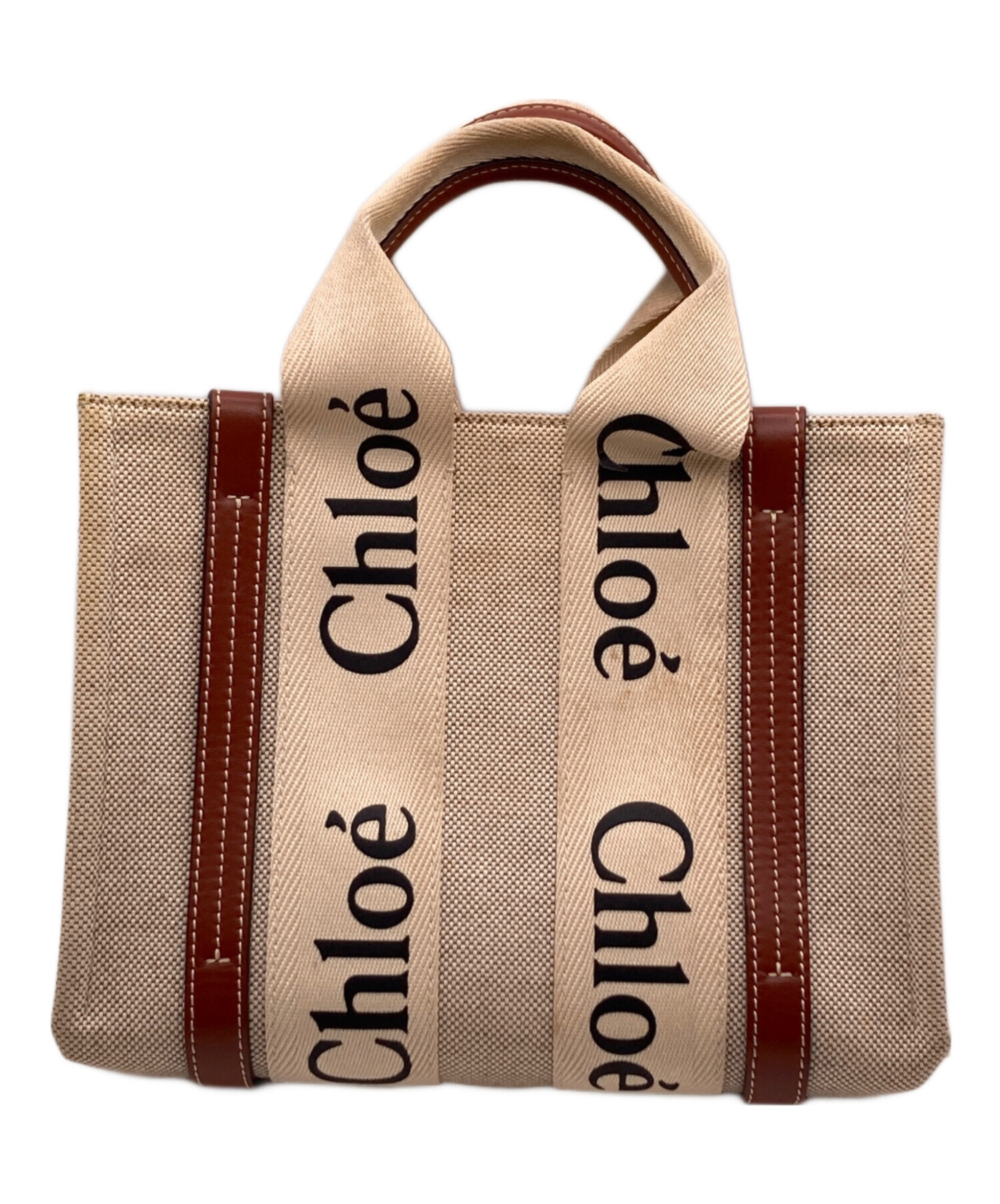中古・古着通販】Chloe (クロエ) リネン製 Woodyスモールトートバッグ 