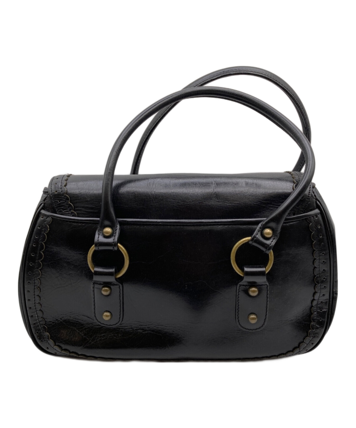 【極美品】ANNA SUI アナスイ ハンドバッグ ブラック レザー Y2K 中古・古着通販】ANNA SUI (アナスイ) レザーハンドバッグ ブラック