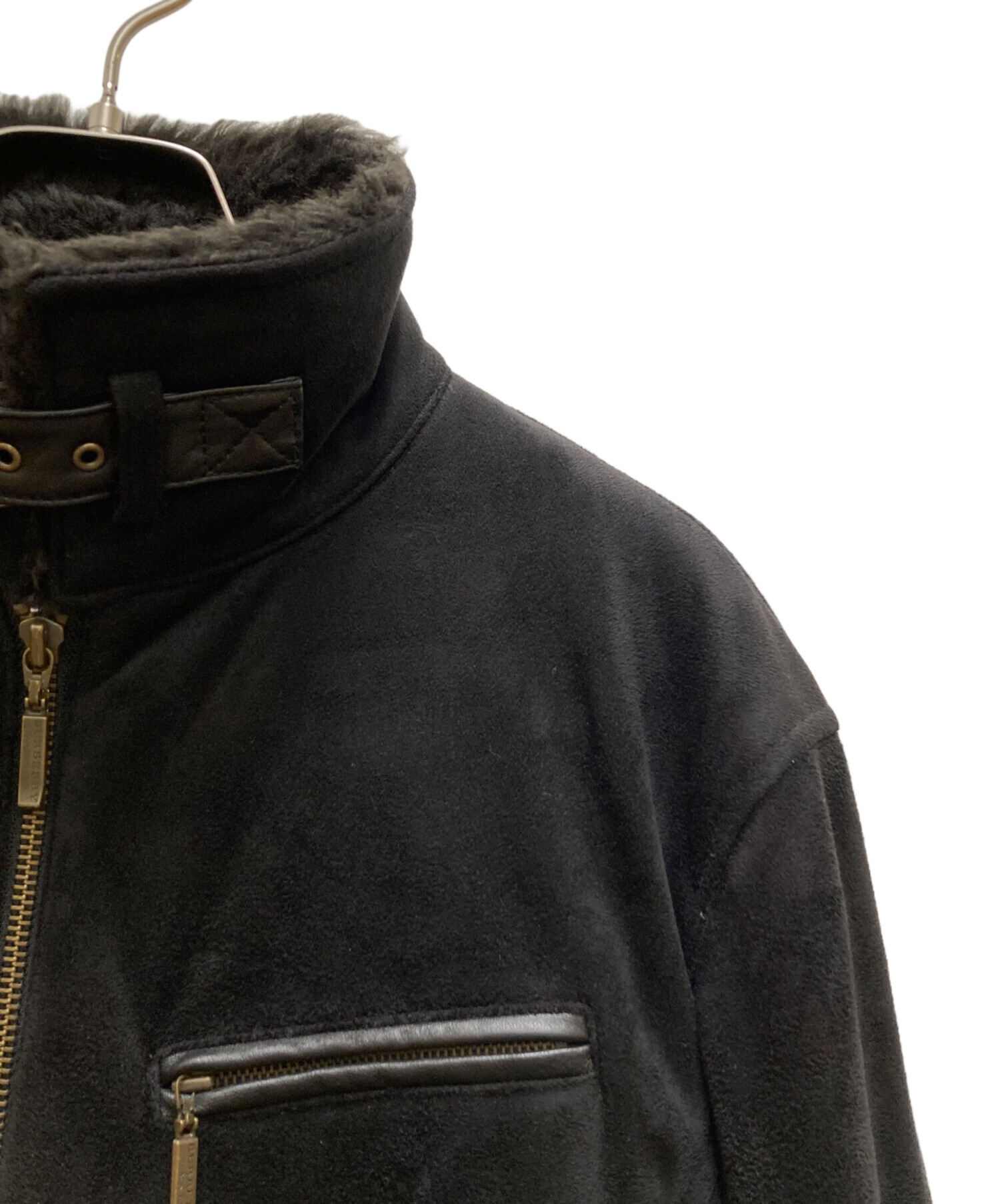 未使用級 BURBERRY バーバリー L ムートンジャケット 黒 近年モデル
