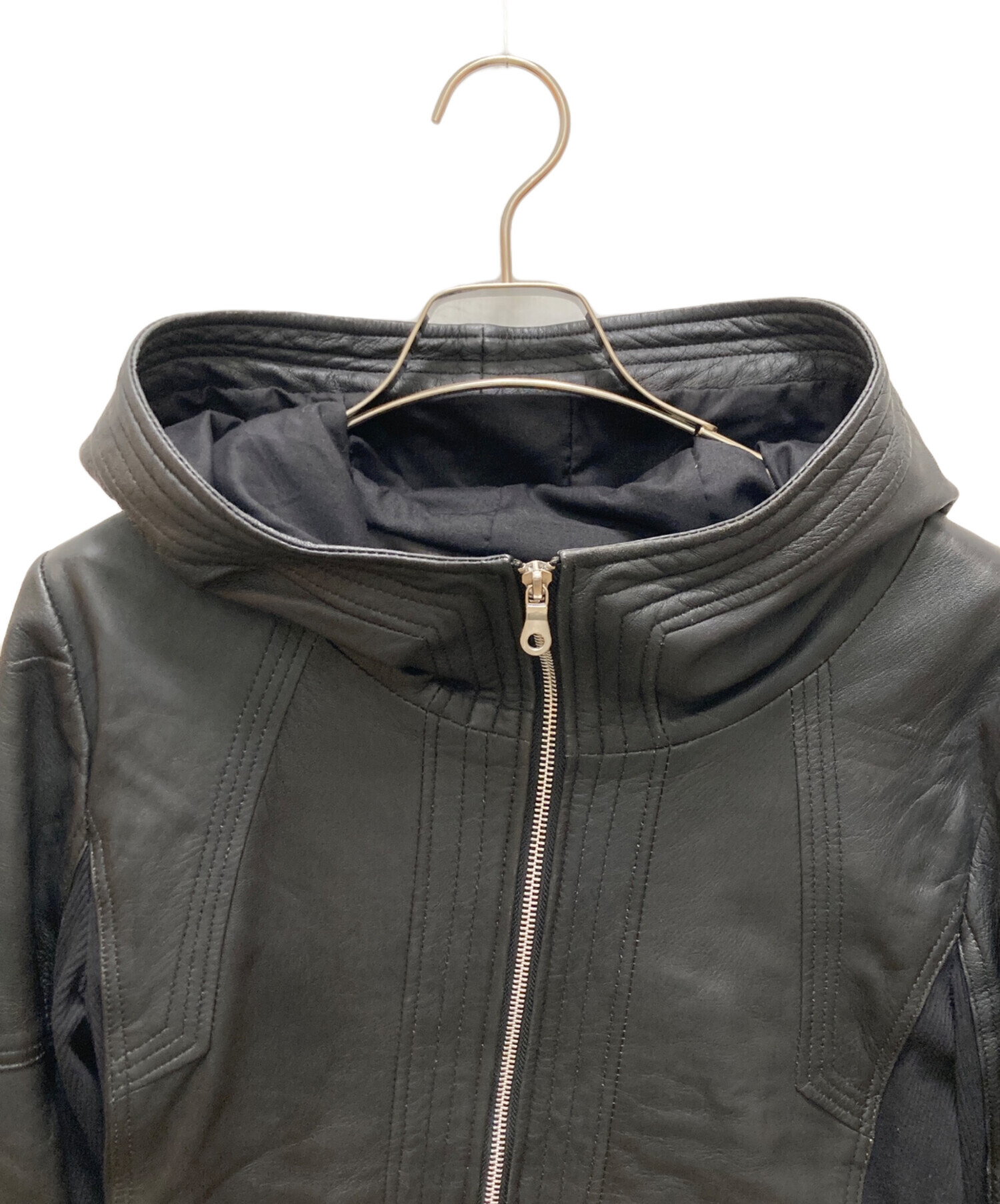 中古・古着通販】NO ID. (ノーアイディー) ラムレザーフーデッド