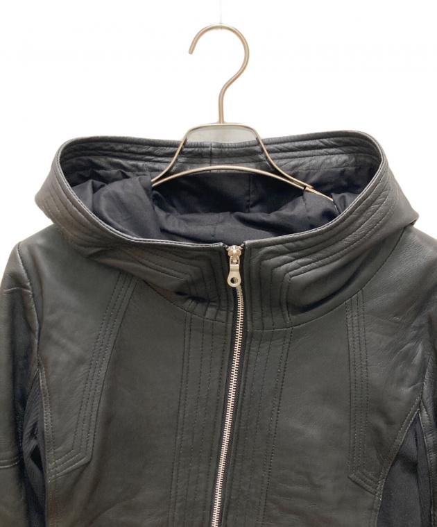 中古・古着通販】NO ID. (ノーアイディー) ラムレザーフーデッド