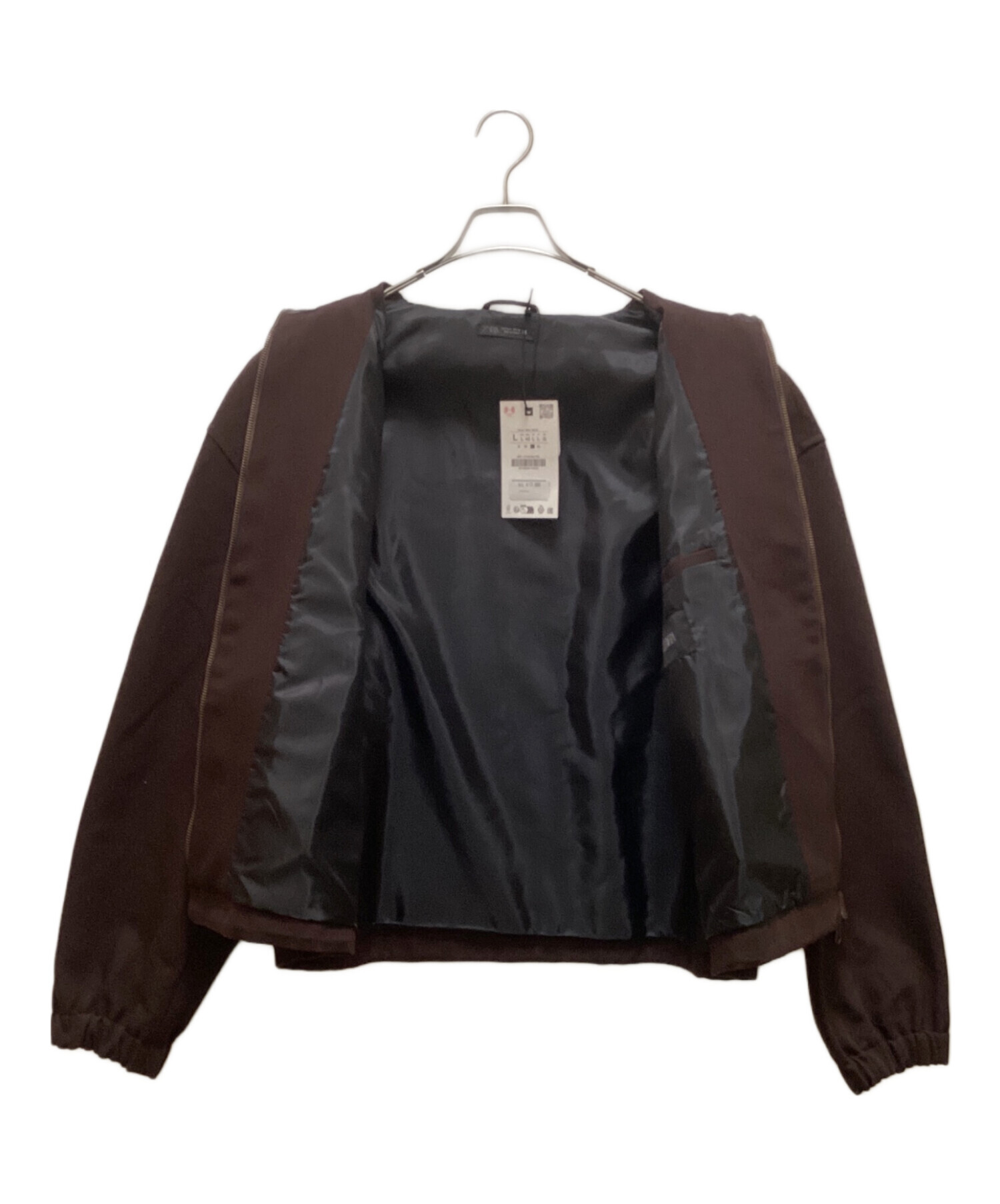 中古・古着通販】ZARA (ザラ) 襟レザー切替ブルゾン ブラウン サイズ:L