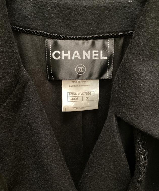 美品 28万！シャネル IDENTFICATION カシミヤ コート 38 中古・古着通販】CHANEL (シャネル) カシミヤダブルコート ブラック