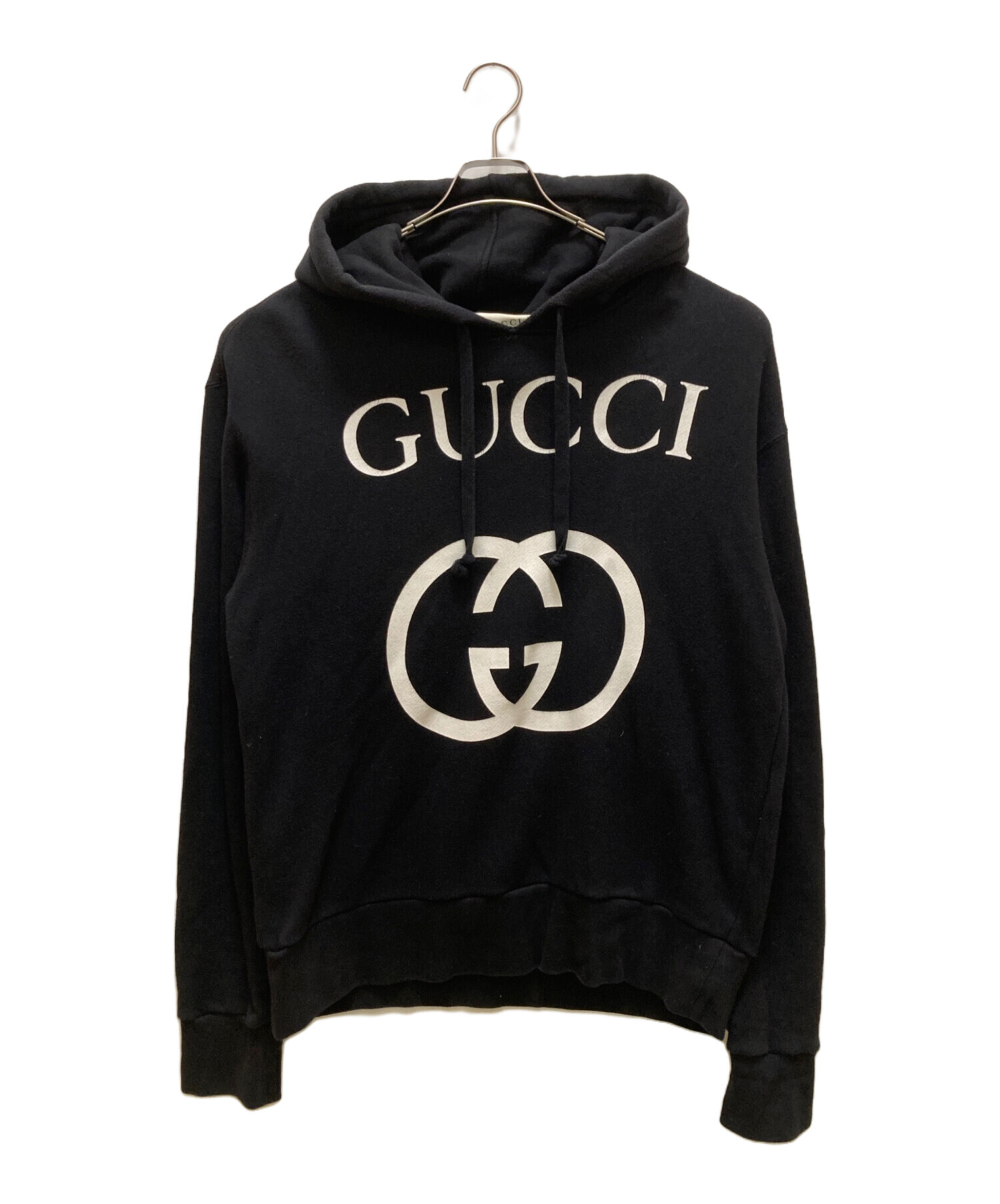 グッチ パーカー インターロッキング GG ロゴ ブラック オーバーサイズ 中古・古着通販】GUCCI (グッチ) インターロッキングGフーディー