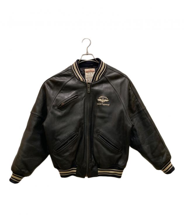 良品　アビレックス　アーチロゴ レザージャケット スタジャン　ブラック　L 中古・古着通販】AVIREX (アヴィレックス) バックアーチロゴ