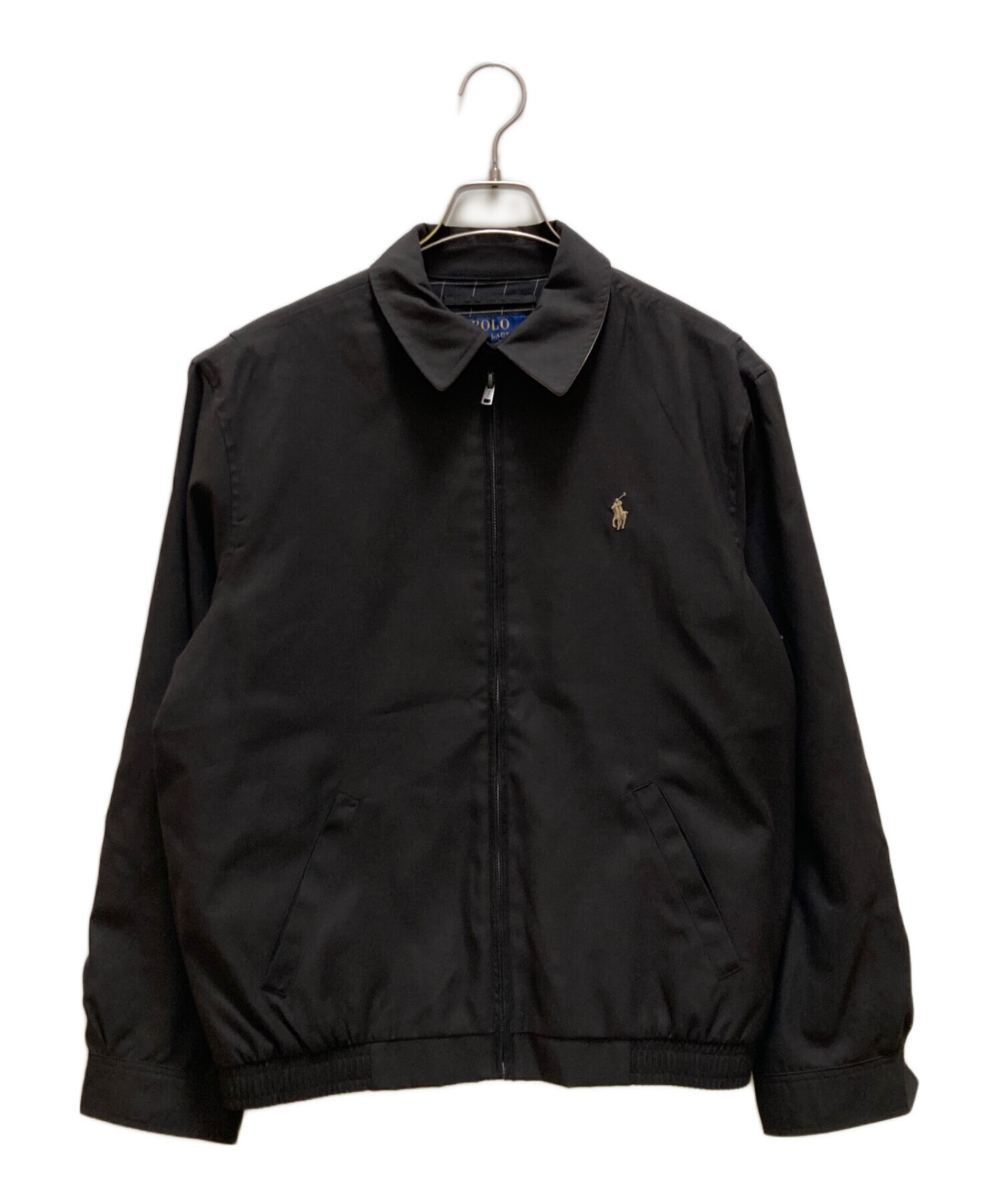 ポロラルフローレン スイングトップ 黒 S 裏地チェック 古着ブルゾン 中古・古着通販】POLO RALPH LAUREN (ポロ・ラルフローレン) 裏地