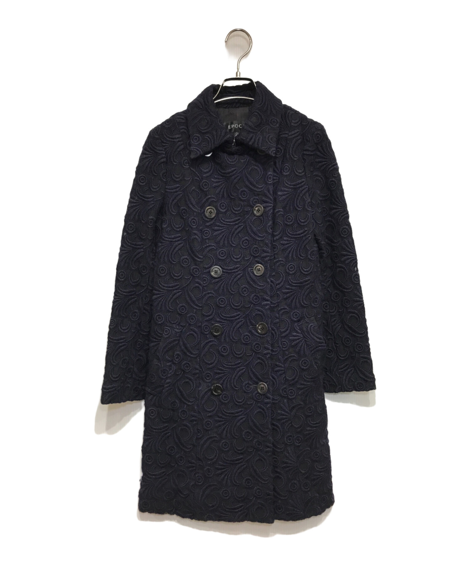 中古・古着通販】EPOCA (エポカ) 刺繍デザインロングコート ネイビー
