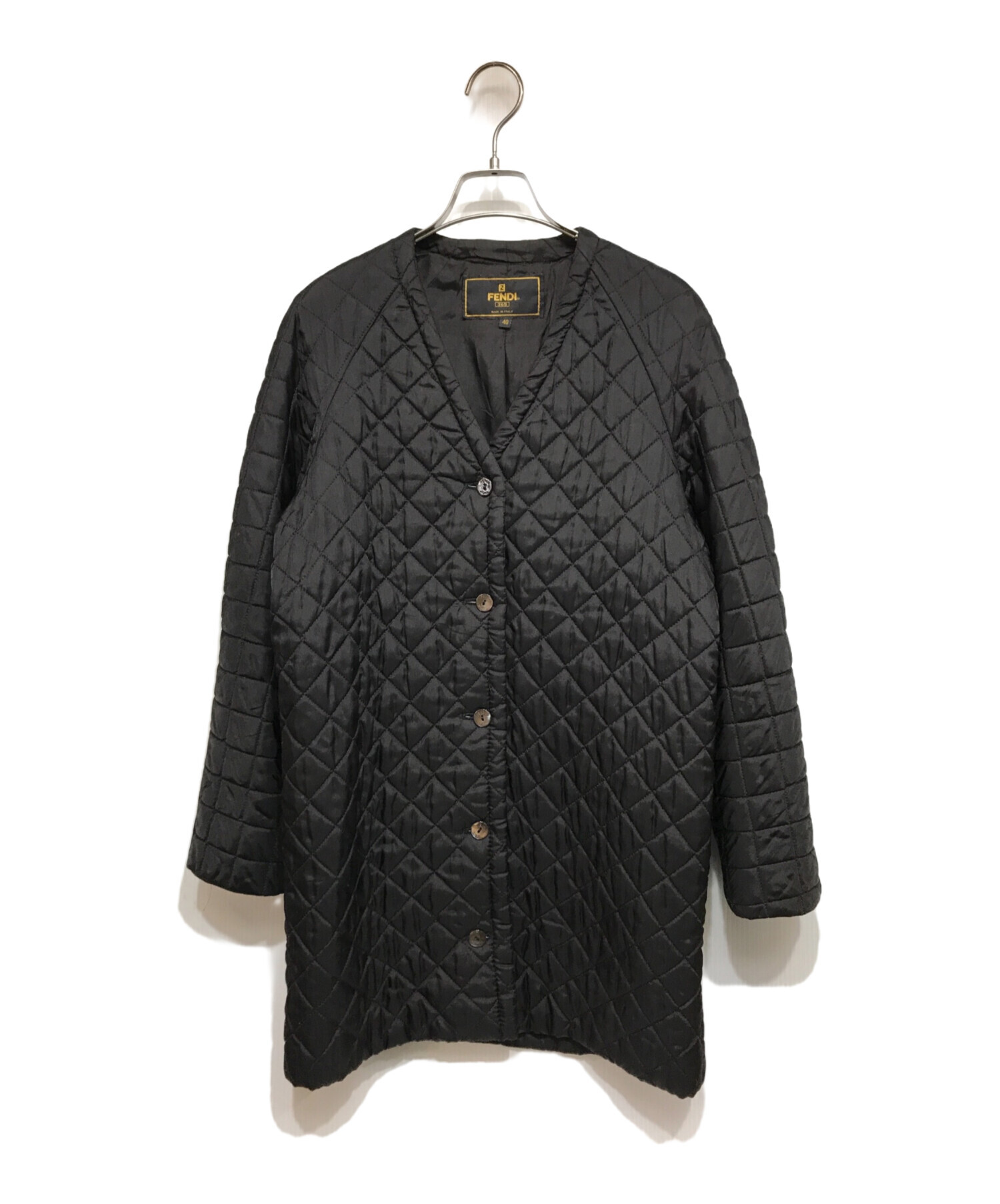 FENDI フリンジ付きロングコート 中古・古着通販】FENDI (フェンディ) ズッカ柄ステンカラーロング