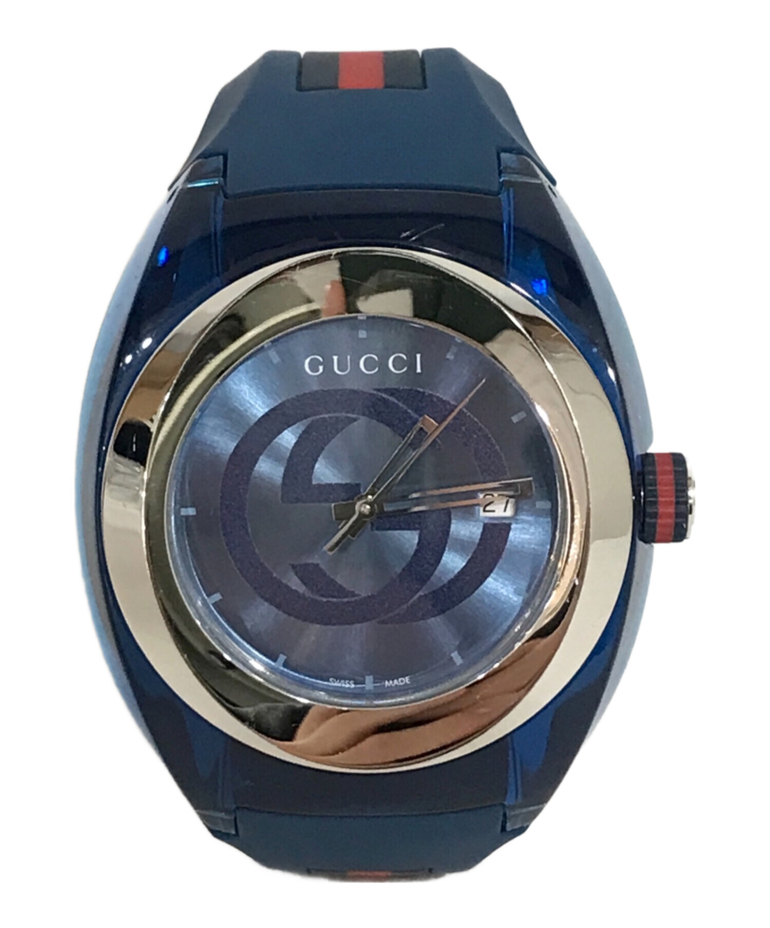 中古・古着通販】GUCCI (グッチ) SYNC ラバーベルトウォッチ ブルー