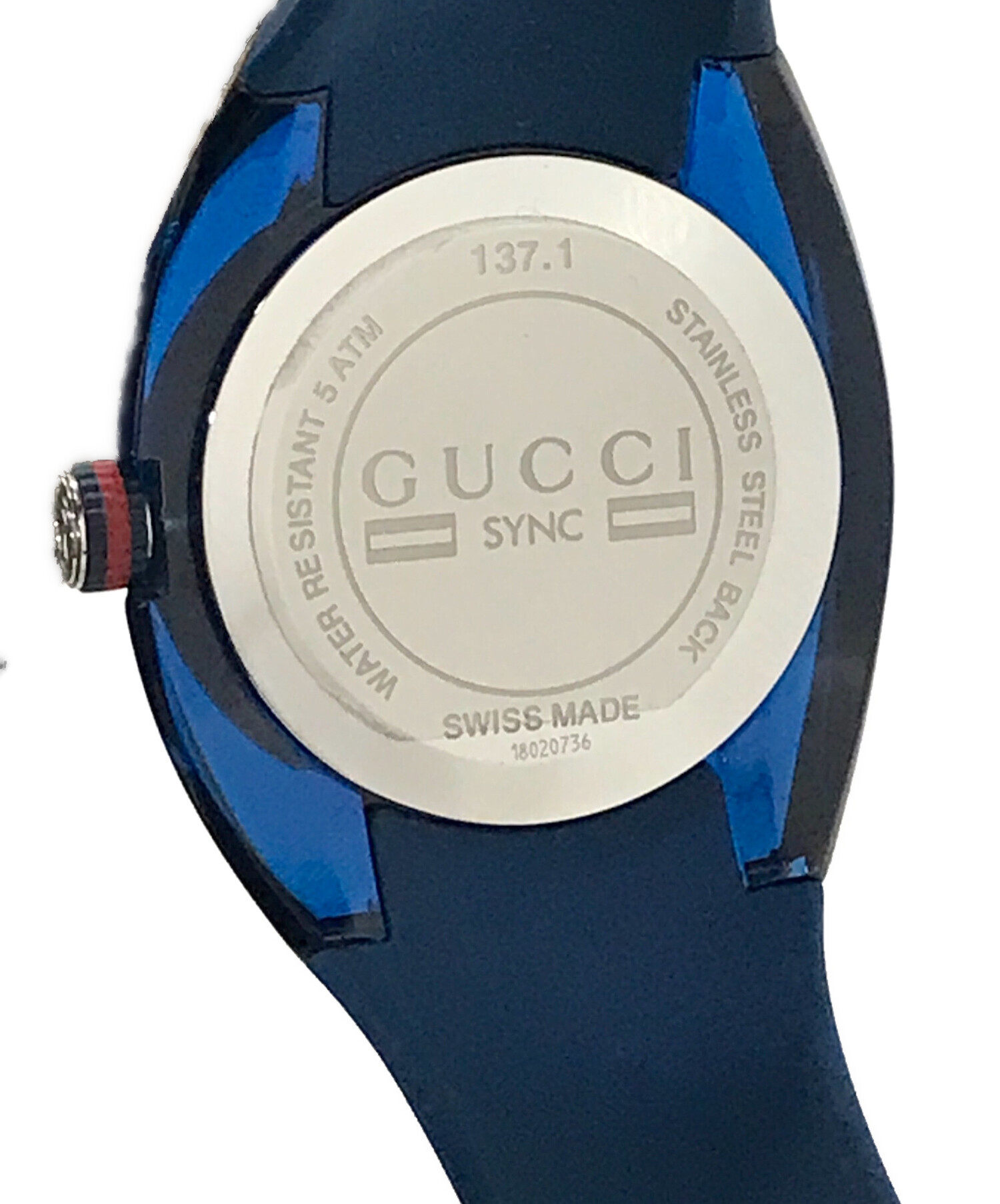 中古・古着通販】GUCCI (グッチ) SYNC ラバーベルトウォッチ ブルー