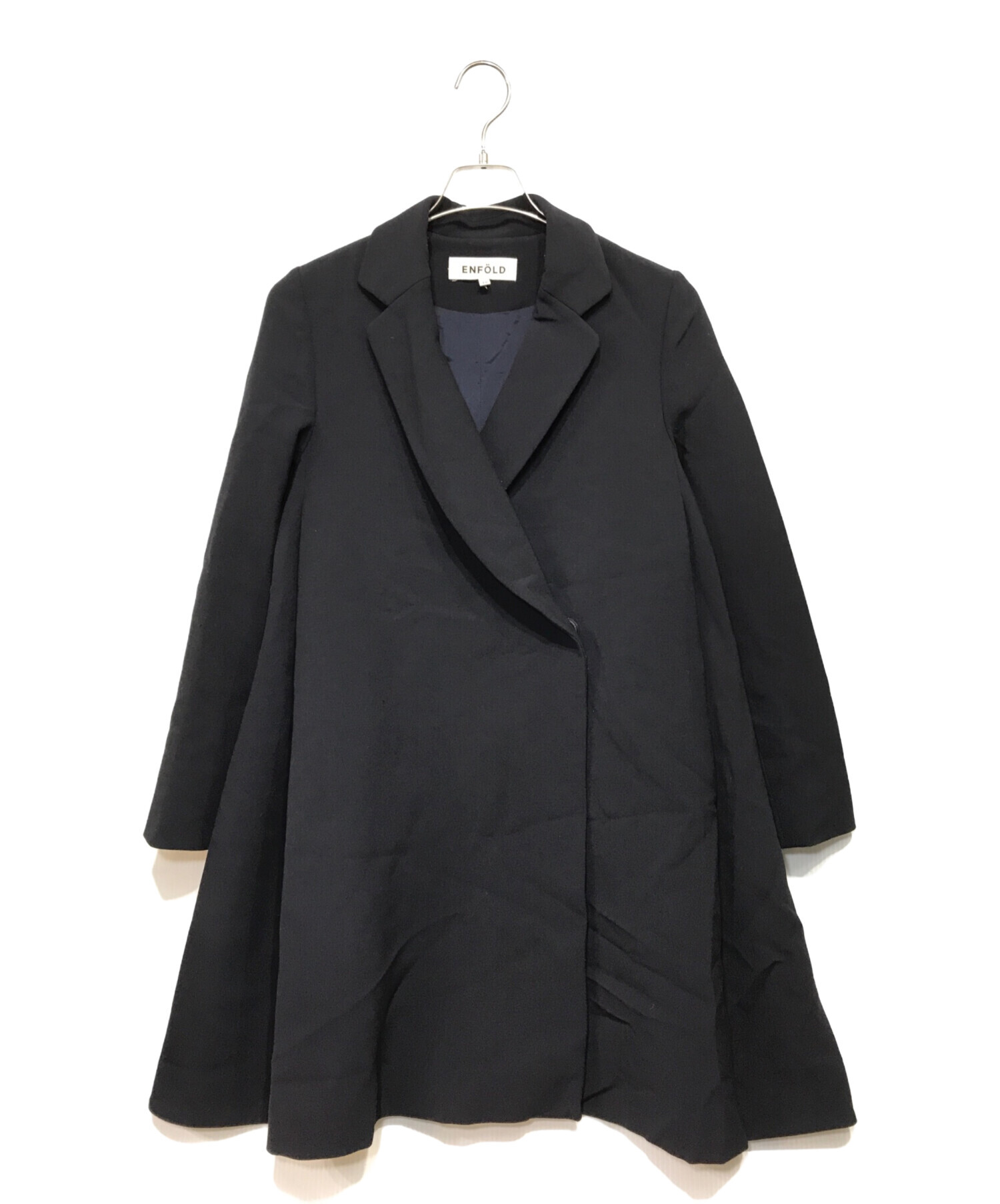 ENFOLDエンフォルド ウールチェスターコクーンコート ブルー　36 ENFOLD エンフォルド 36 チェスターコート ウール コクーン ブルー