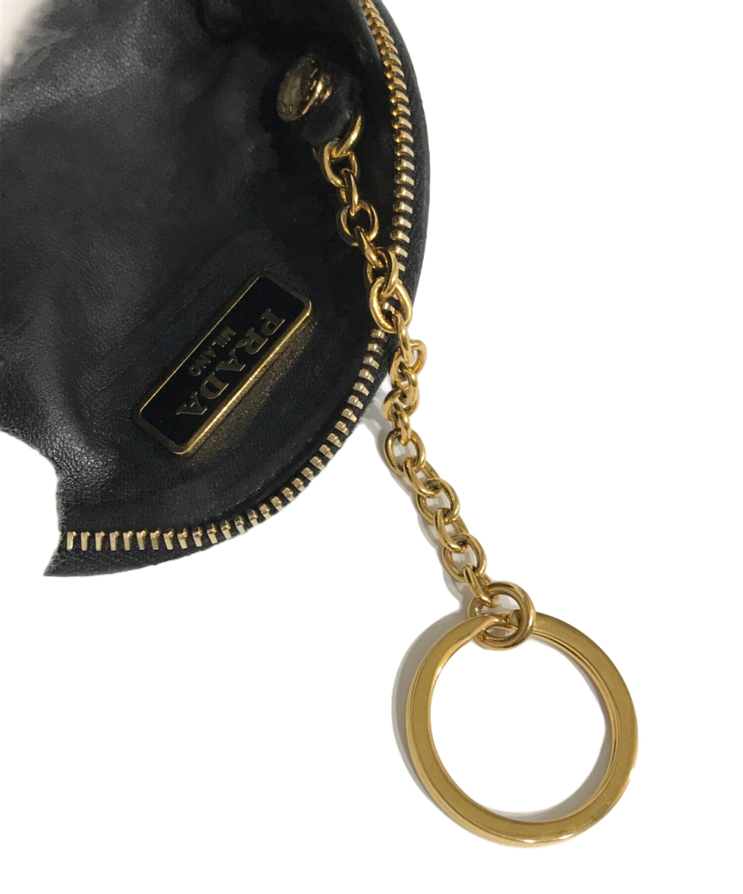 中古・古着通販】PRADA (プラダ) キーリング付コインケース ブラック