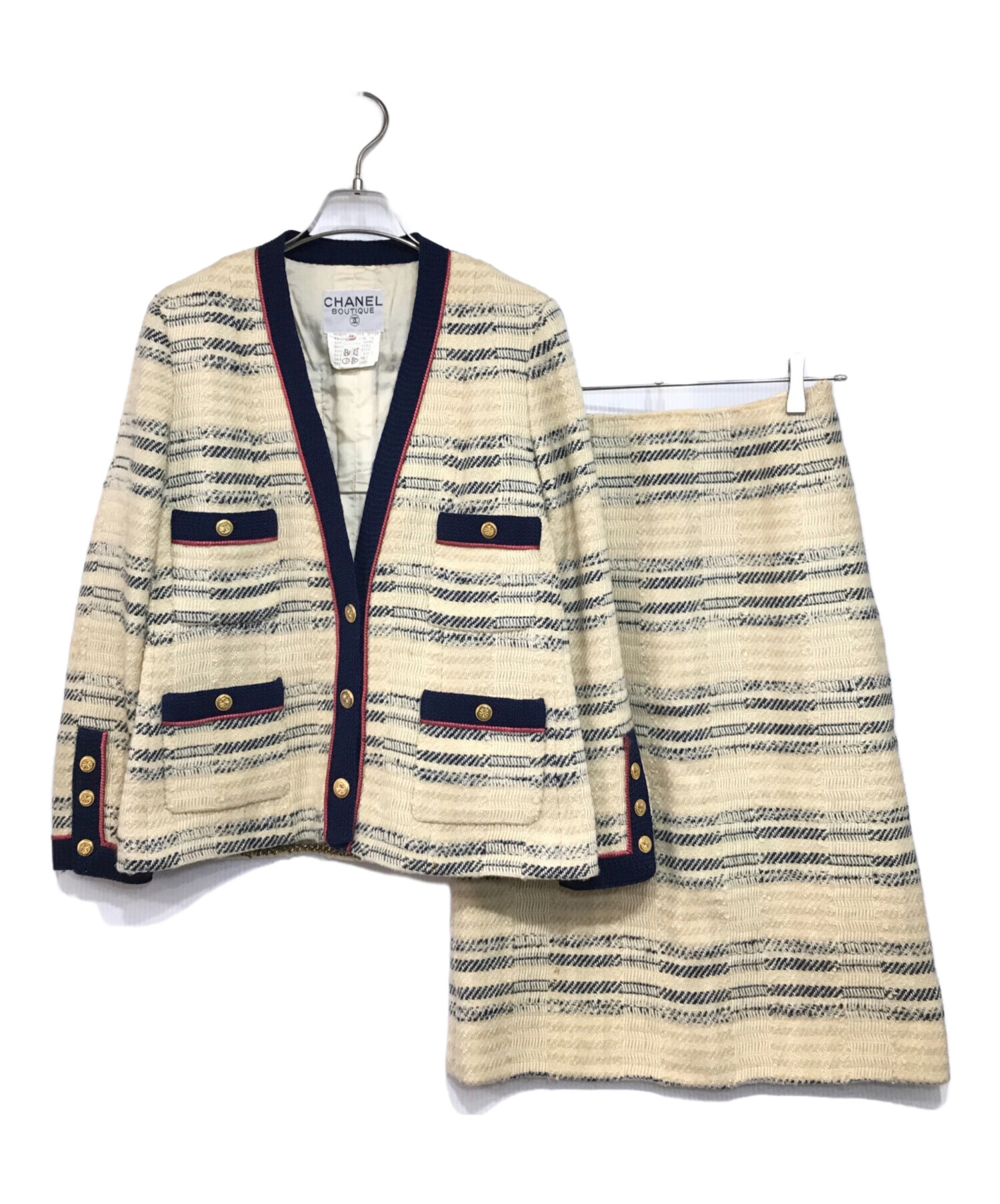 中古・古着通販】CHANEL (シャネル) ノーカラーツイードジャケット