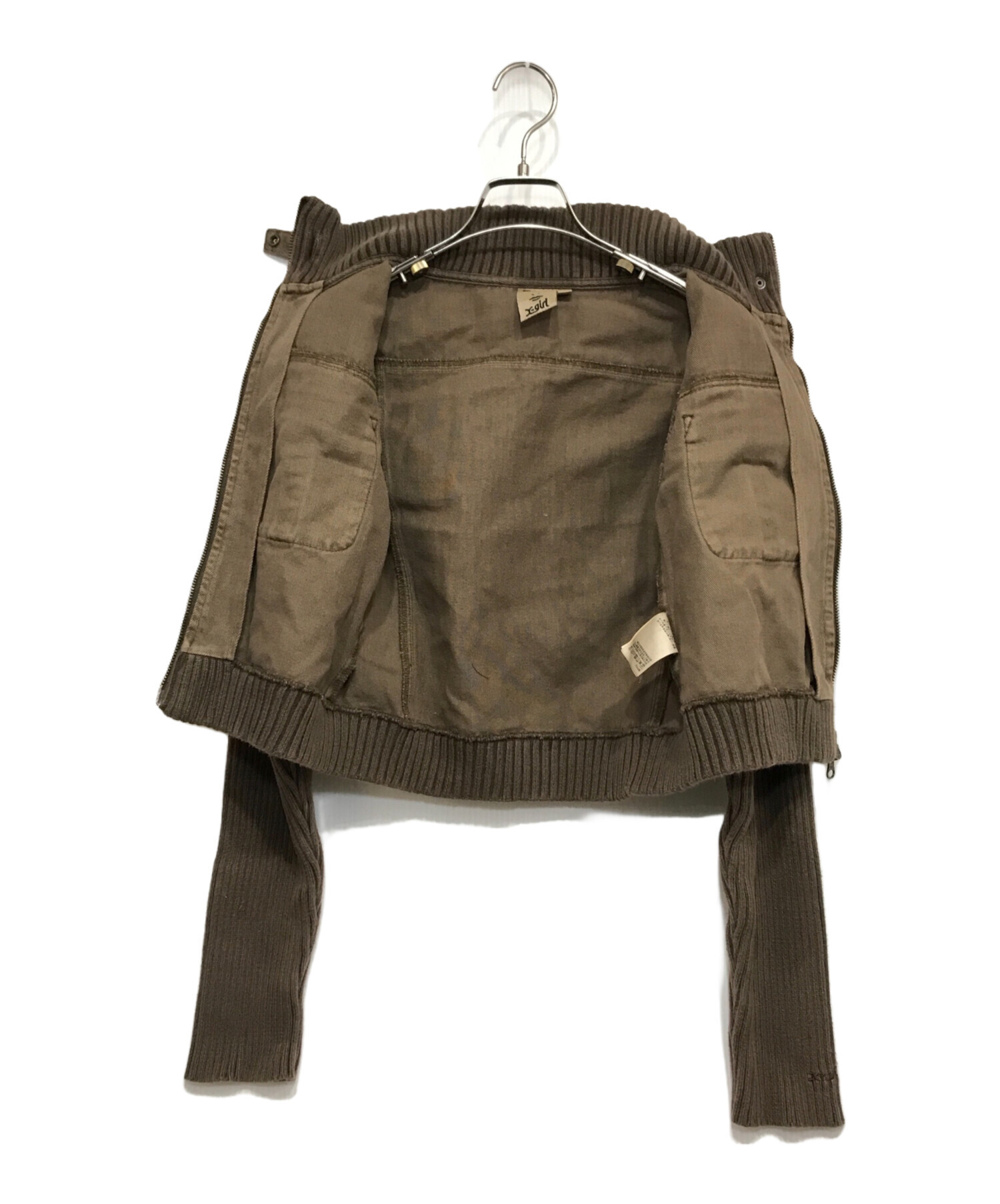 中古・古着通販】X-GIRL (エックスガール) RIB SLEEVE DENIM JACKET