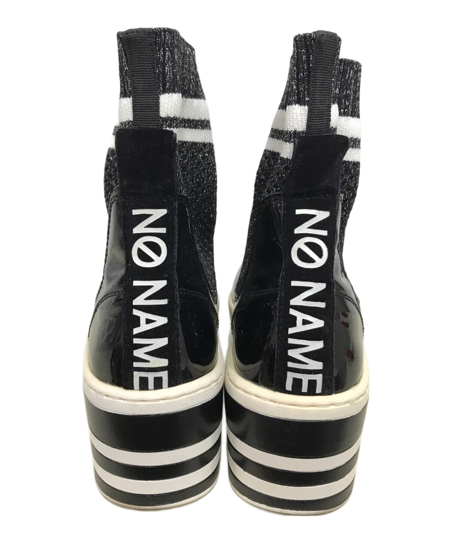 美品☆NO NAME ノーネーム 厚底 ソックスブーツ ブラック 38 24cm 中古・古着通販】No Name (ノーネーム) 厚底ソックスブーツ ブラック