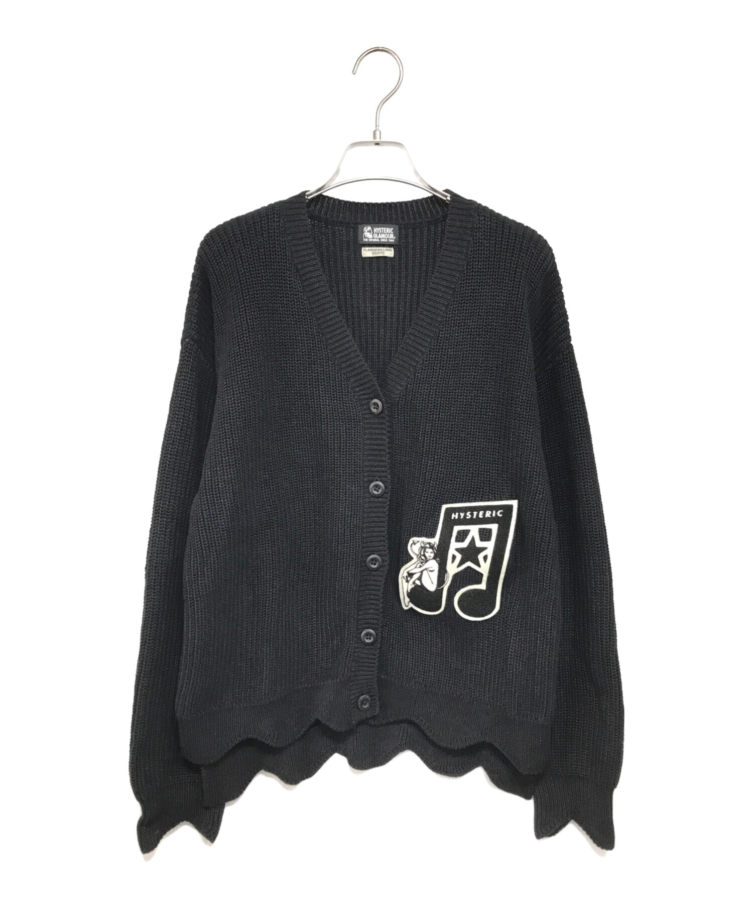 【超美品】ヒステリックグラマー　カーディガン　黒　XL 超美品】ヒステリックグラマー カーディガン 黒 XL スタッズ