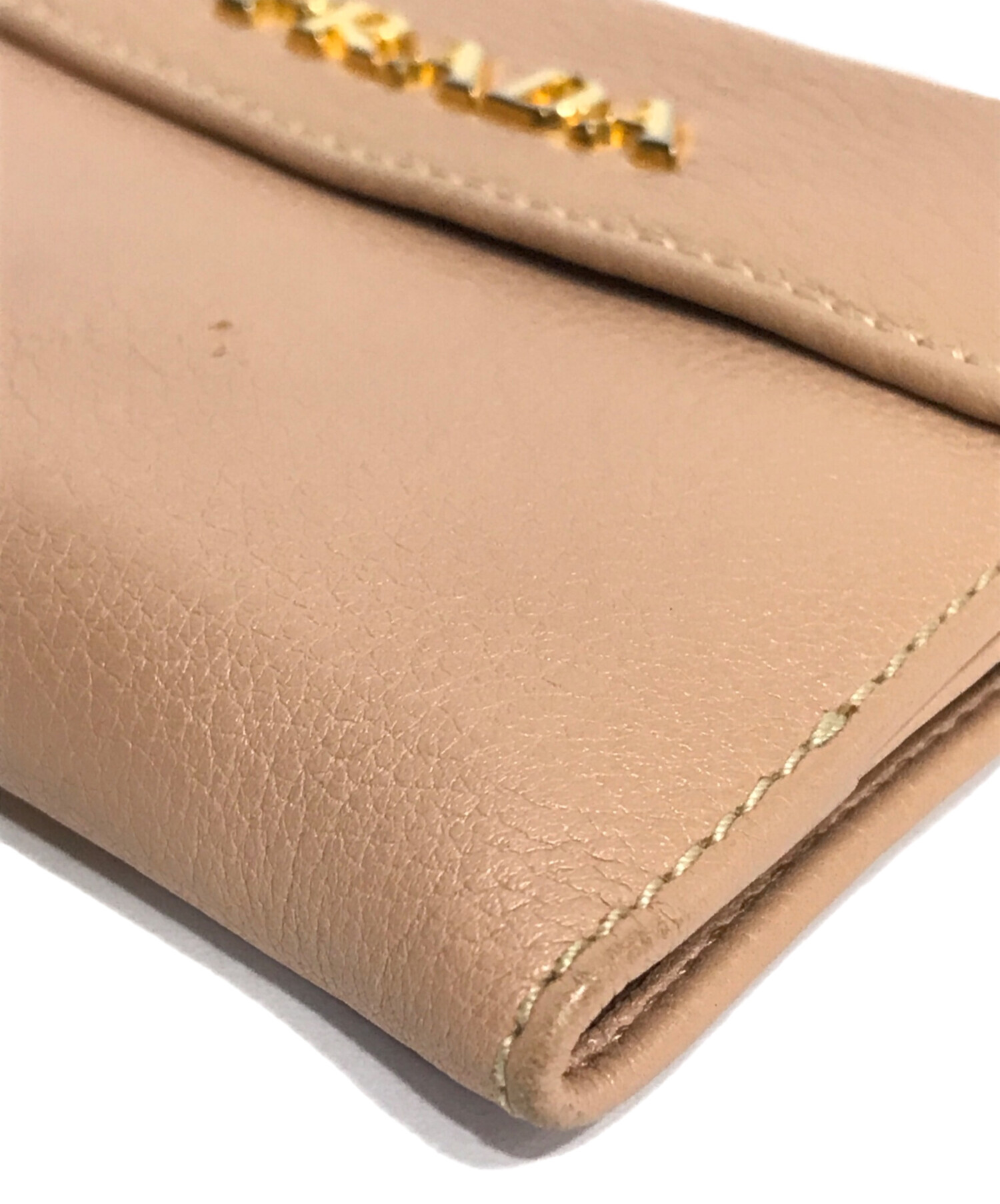 中古・古着通販】PRADA (プラダ) 2つ折り財布 ピンクベージュ 
