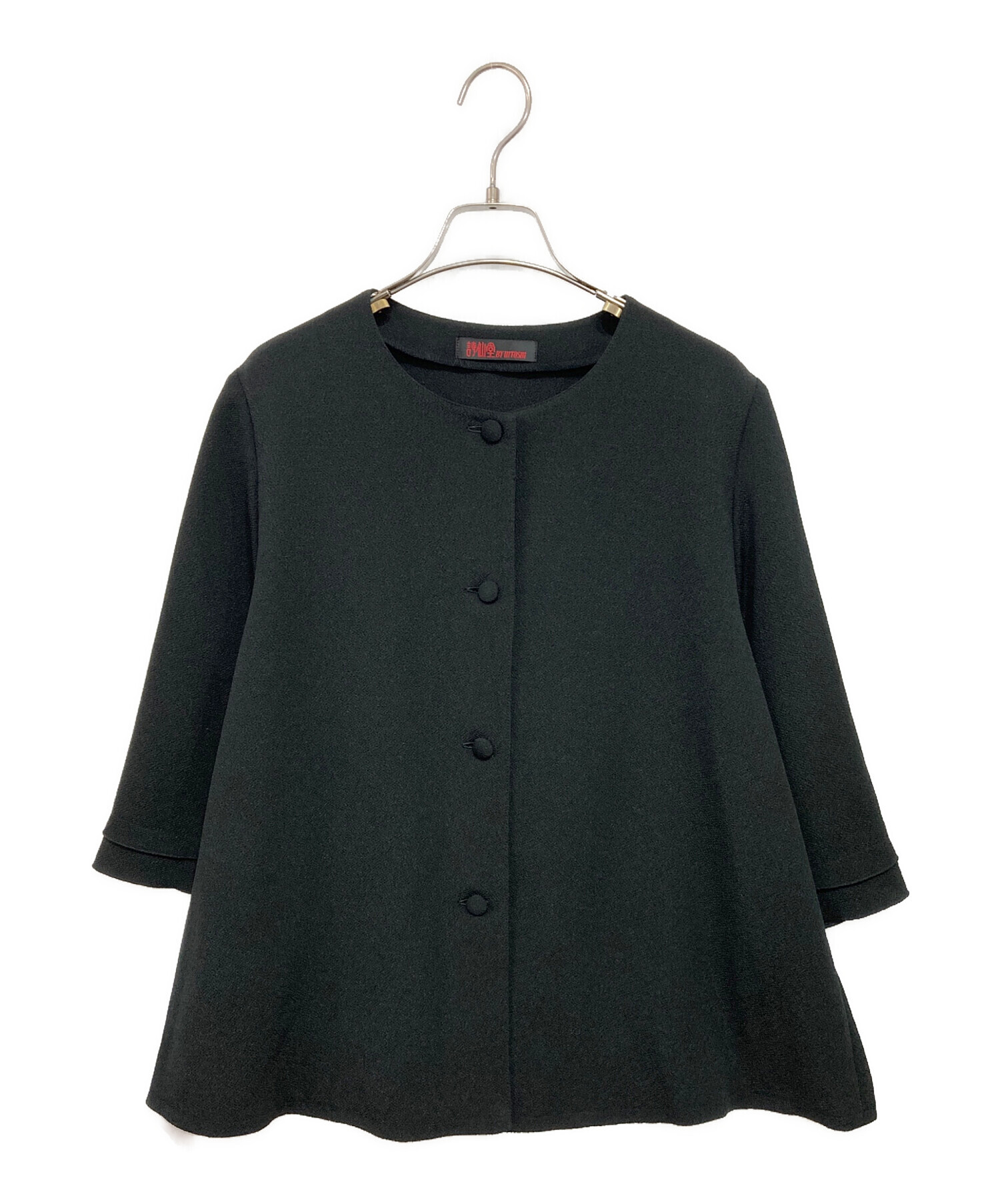 中古・古着通販】詩仙堂 (シセンドウ) ノーカラーブラウス ブラック 