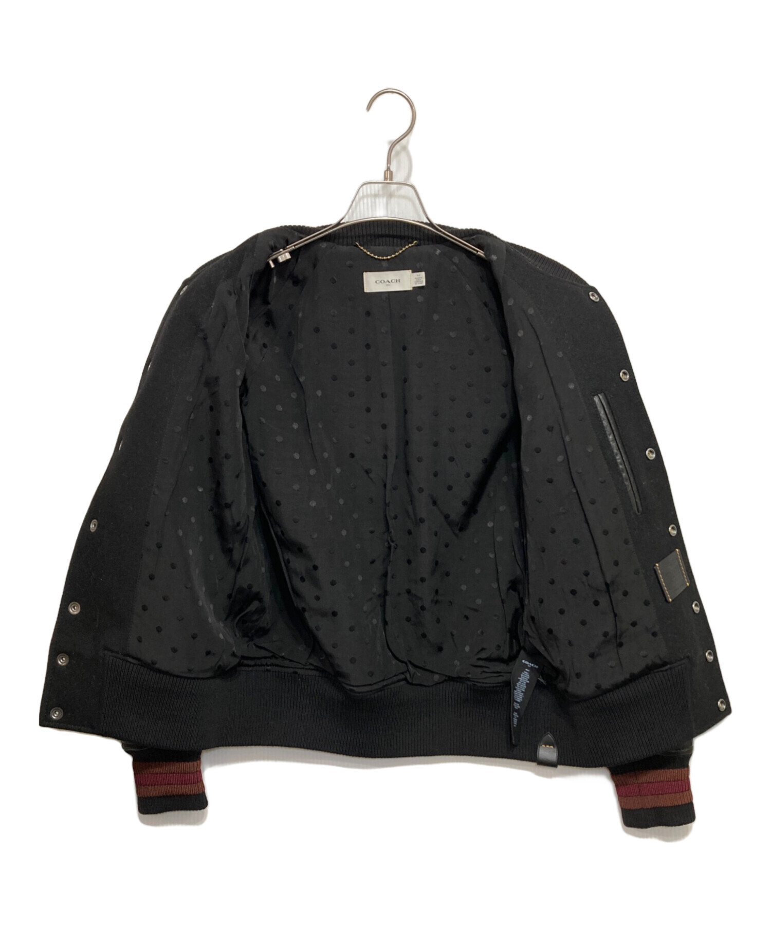 中古・古着通販】COACH (コーチ) レザー切替スタジャン ブラック