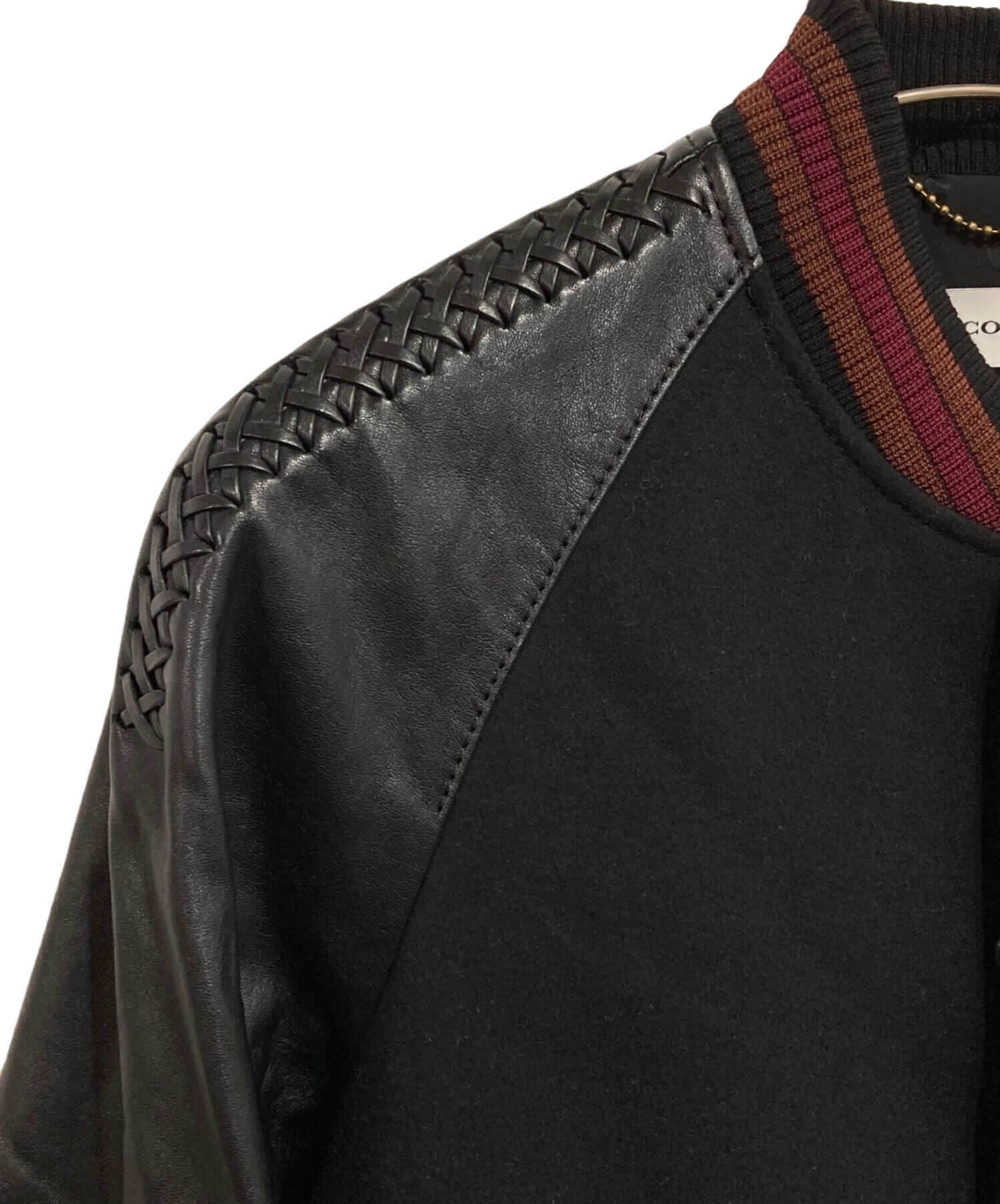 コーチ　スタジャン　ブラック　袖レザー　Sサイズ 中古・古着通販】COACH (コーチ) レザースタジャン ブラック サイズ:S