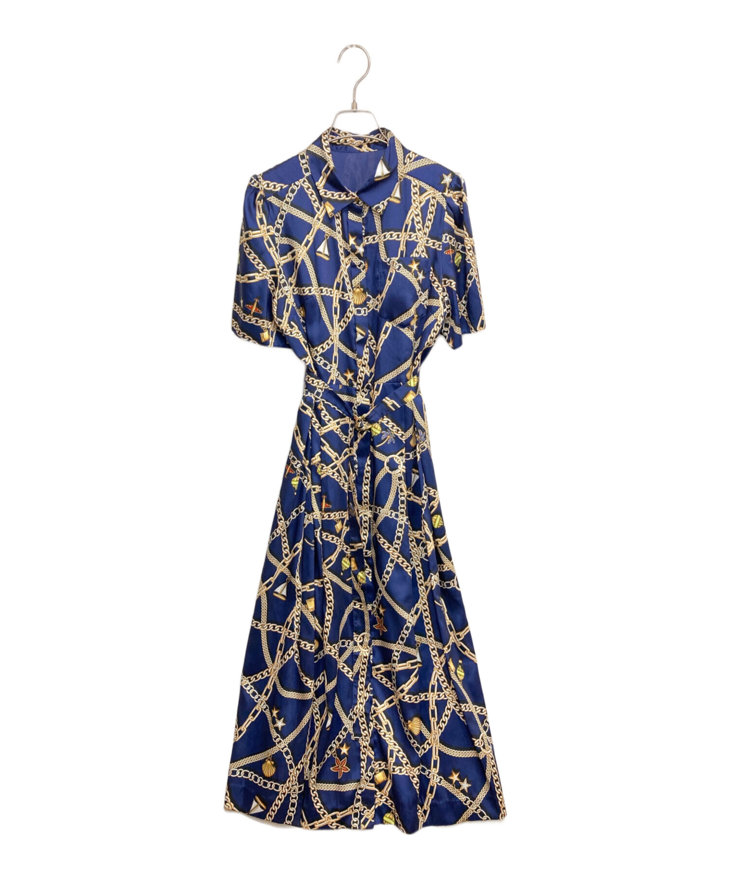 【中古】未使用品 グレースクラス GRACE Class タグ付き チェーンマリンプリントワンピース ロング 36  レディース 中古・古着通販】GRACE CLASS (グレースクラス) チェーンマリン