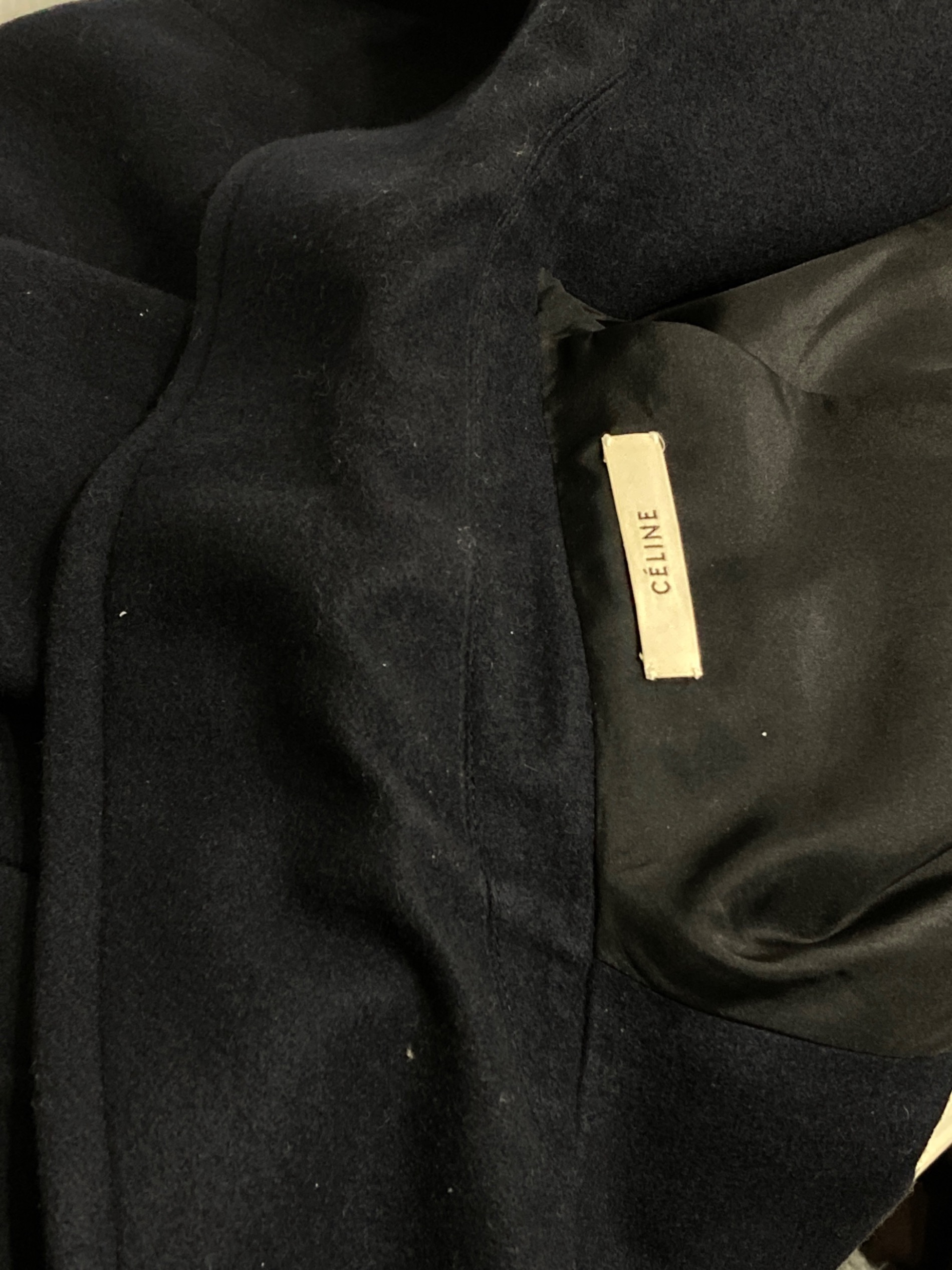 中古・古着通販】CELINE (セリーヌ) メルトンウールPコート ネイビー