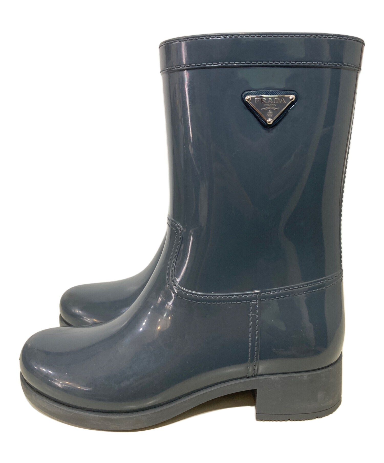 中古・古着通販】PRADA (プラダ) レインブーツ チャコールグレー