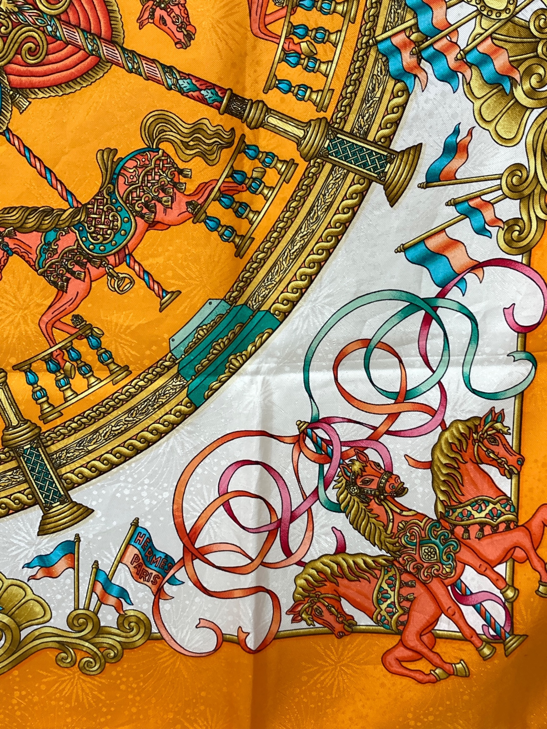 中古・古着通販】HERMES (エルメス) LUNA PARK-カレ90 オレンジ