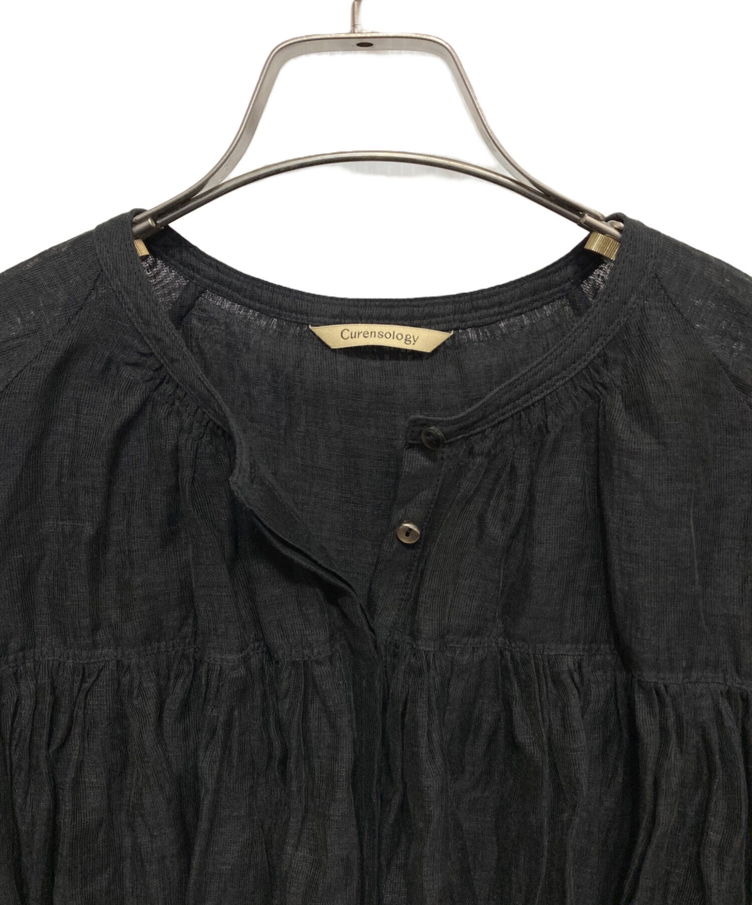 カレンソロジーリネンブレンドシアーブラウスブラック FREE