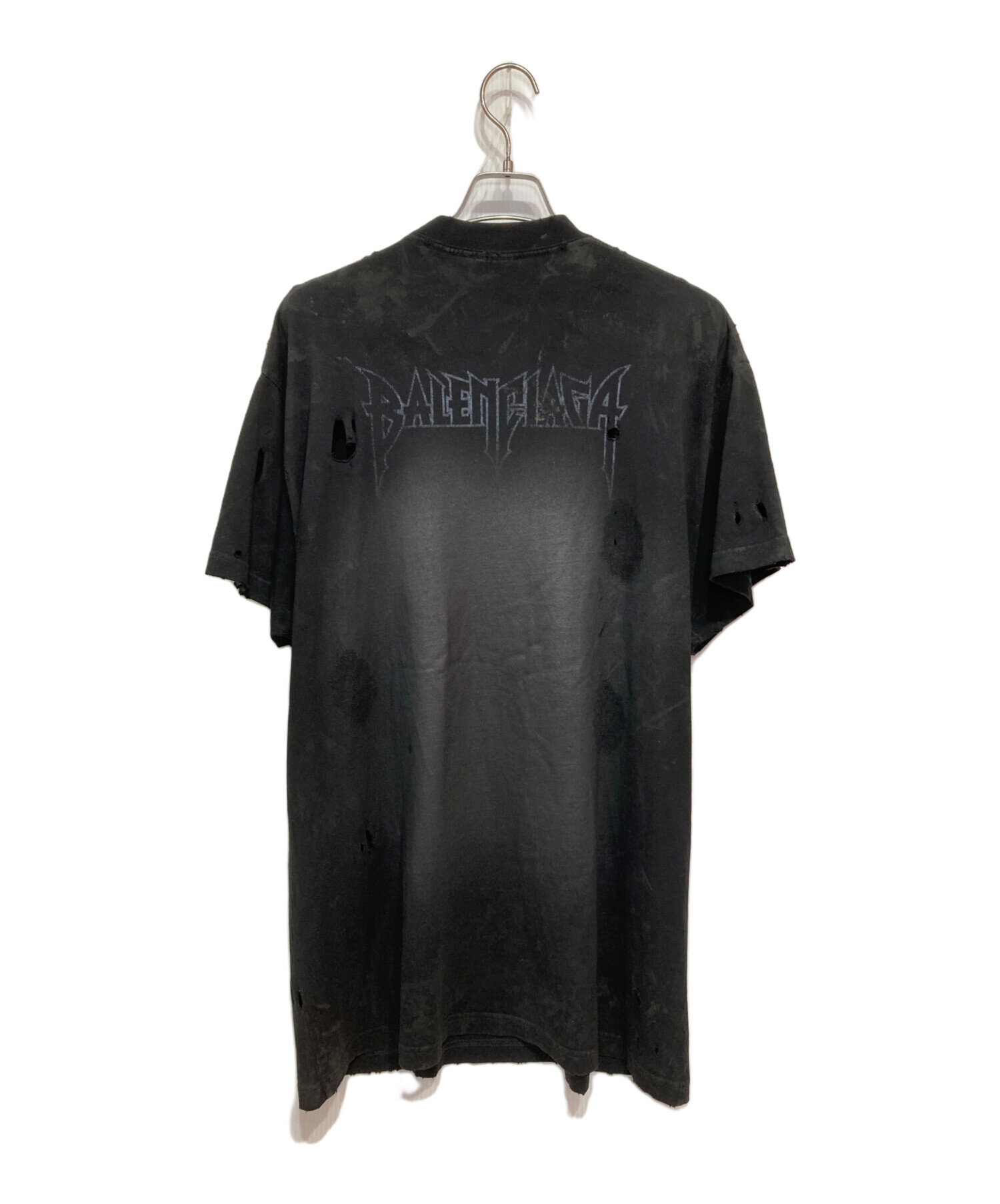 新品同様 BALENCIAGA バレンシアガ PARIS MOON 半袖Ｔシャツ サイズ1 クラッシュ加工 739028TOVE41055 ブラック 中古 57141 新品同様 BALENCIAGA バレンシアガ PARIS MOON 半袖Tシャツ サイズ1
