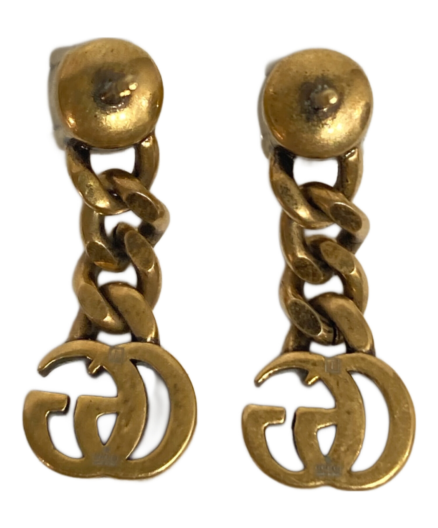 GUCCI グッチ ゴールド GGロゴ ピアス 中古・古着通販】GUCCI (グッチ) クリアストーンGGピアス ゴールド