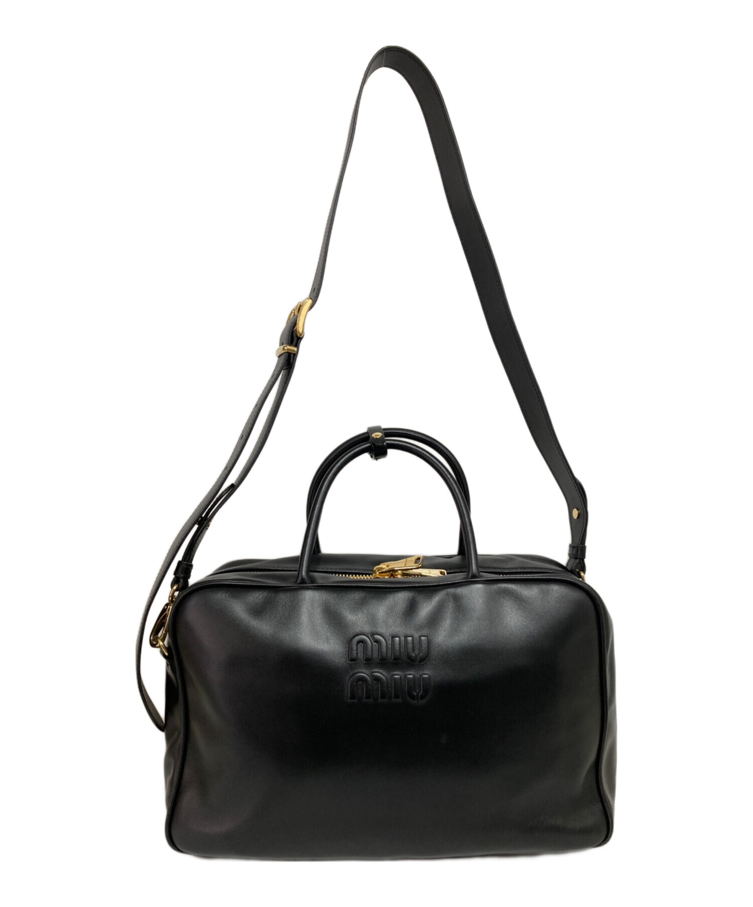 中古・古着通販】MIU MIU (ミュウミュウ) レザー ボー バッグ ブラック 