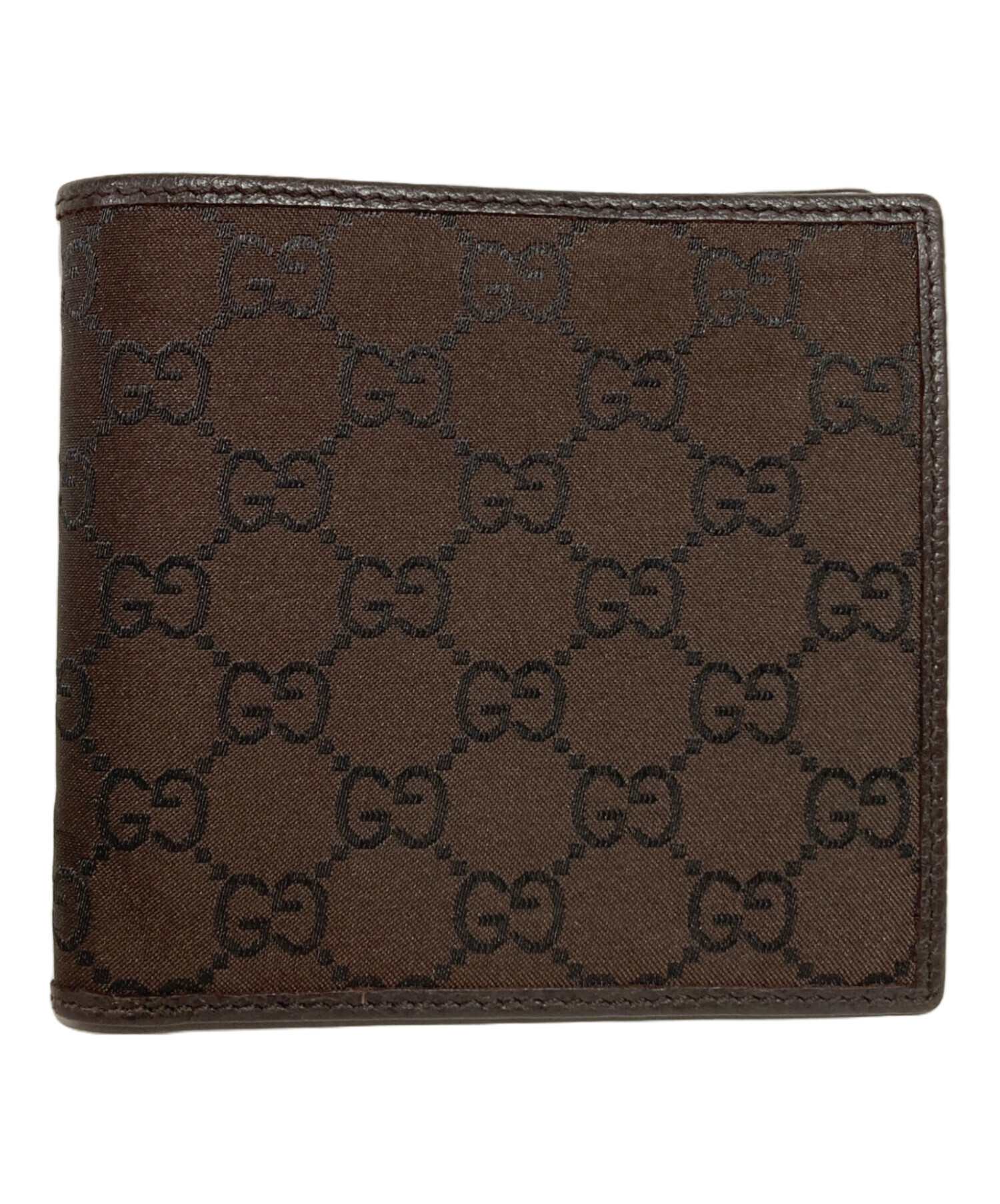 中古・古着通販】GUCCI (グッチ) GG二つ折り財布 ブラウン｜ブランド 
