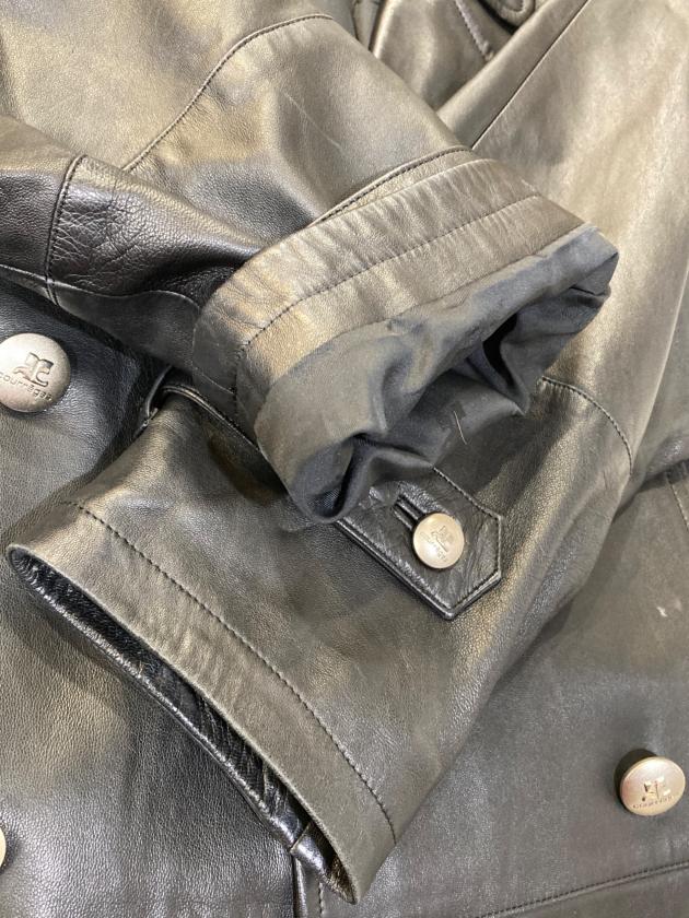 美品⭐️courreges レザートレンチコート シルバーボタン 黒　38 中古・古着通販】courreges (クレージュ) レザートレンチコート