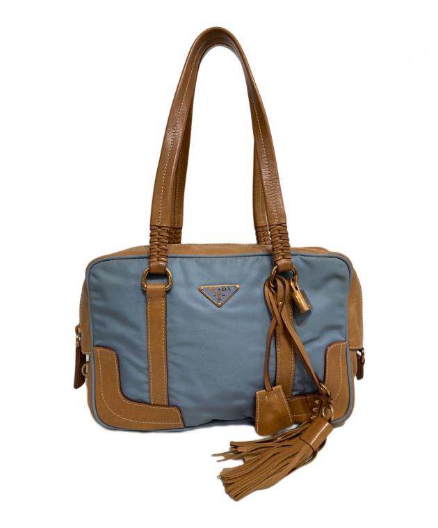 中古・古着通販】PRADA (プラダ) レザーナイロントートバッグ ブルー