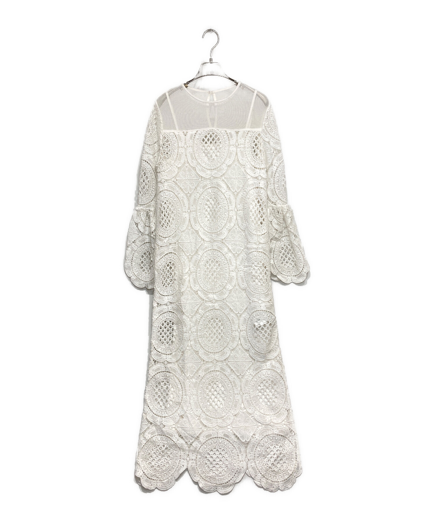 中古・古着通販】Ameri (アメリ) MEDI INDIAN BIG LACE DRESS ホワイト 