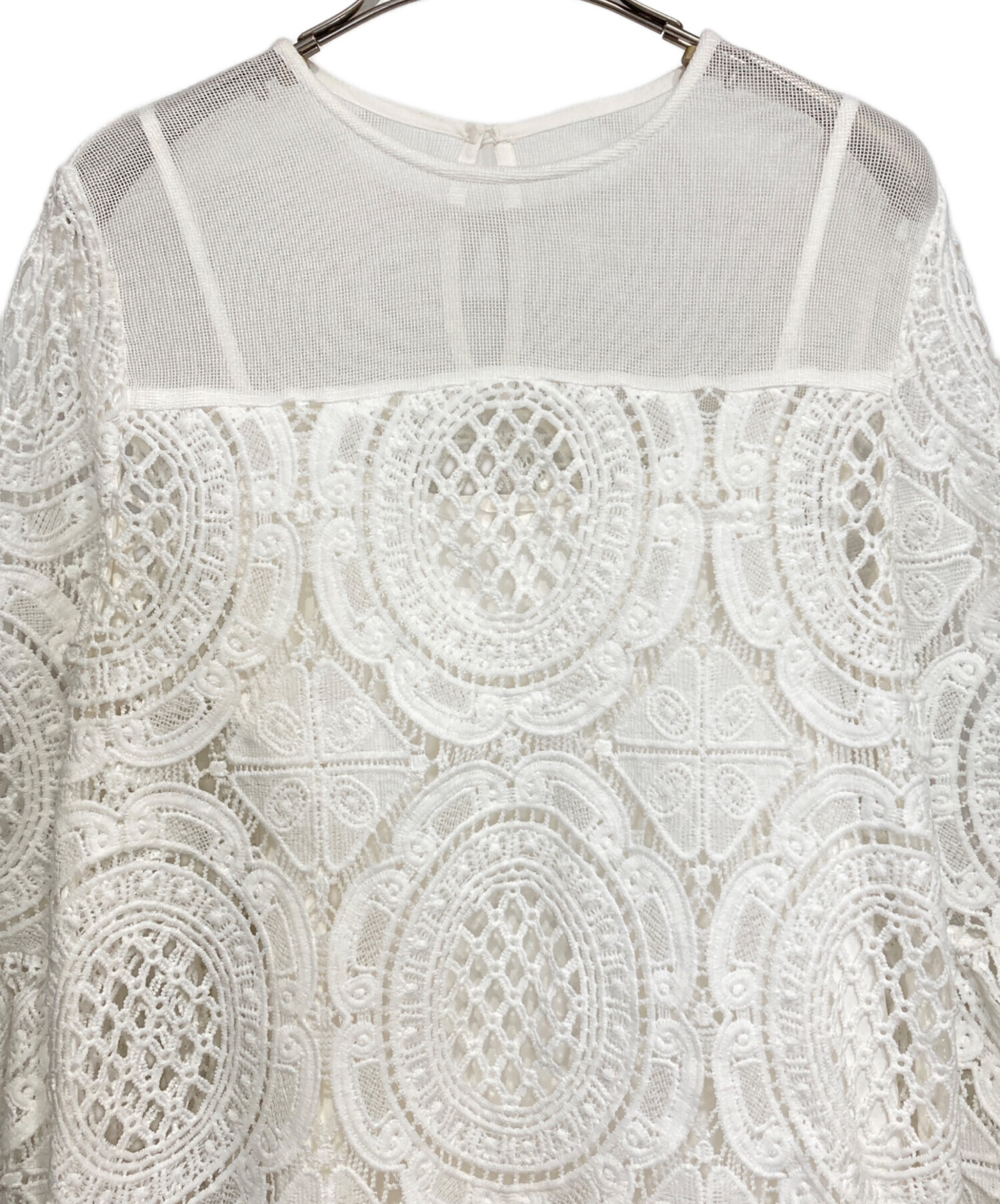 中古・古着通販】Ameri (アメリ) MEDI INDIAN BIG LACE DRESS ホワイト 