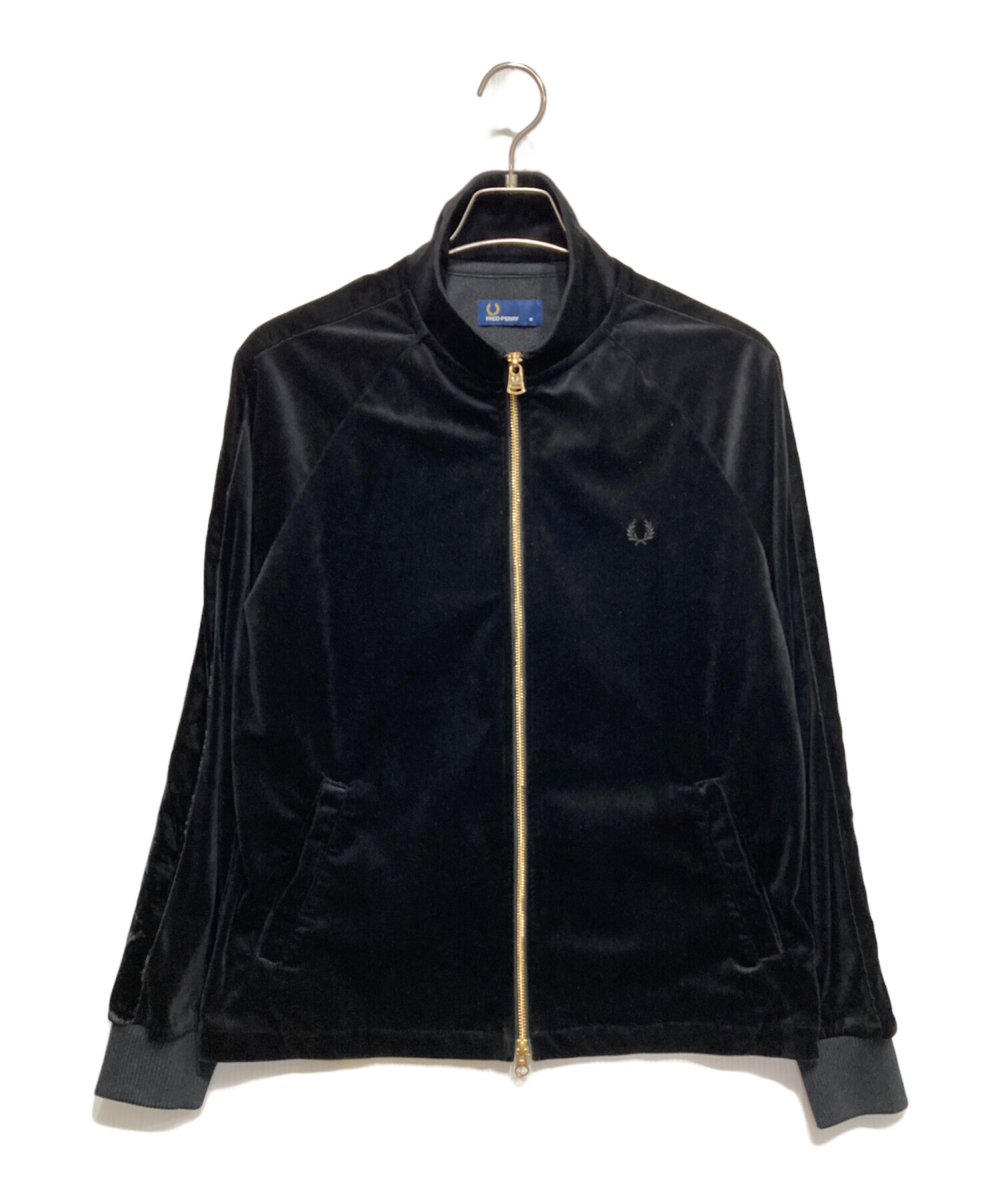 人気　レア　フレッドペリー　アーガイル　刺繍ロゴ　ベロア　トラックジャケット　M 人気SALE，豊富な】 フレッドペリー ベロア アーガイル トラック
