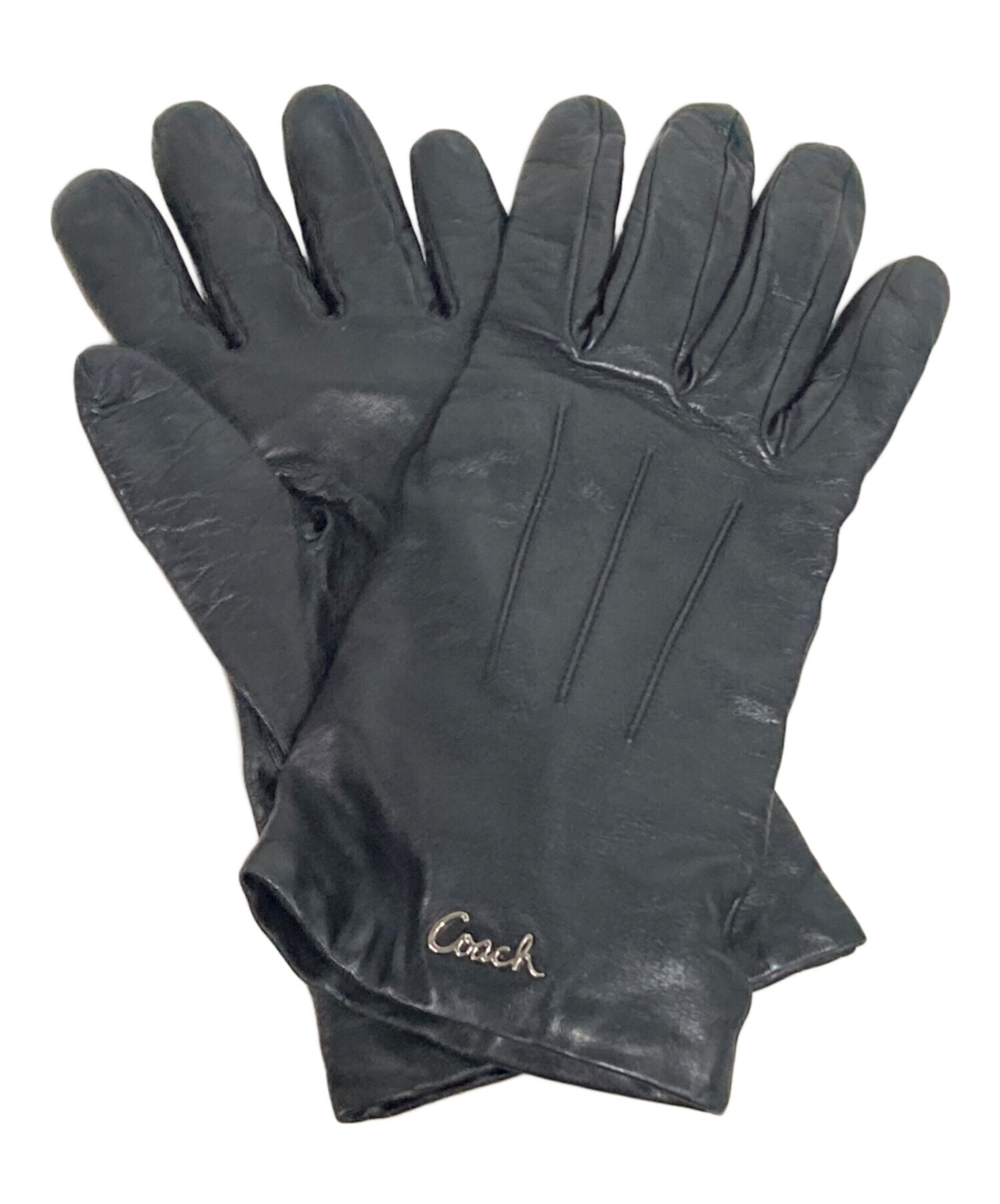 未使用タグ付　コーチ　 レザー手袋　 ブラック 羊革　毛100% 未使用タグ付 コーチ レザー手袋 ブラック 羊革 毛100% 中古・古着通販