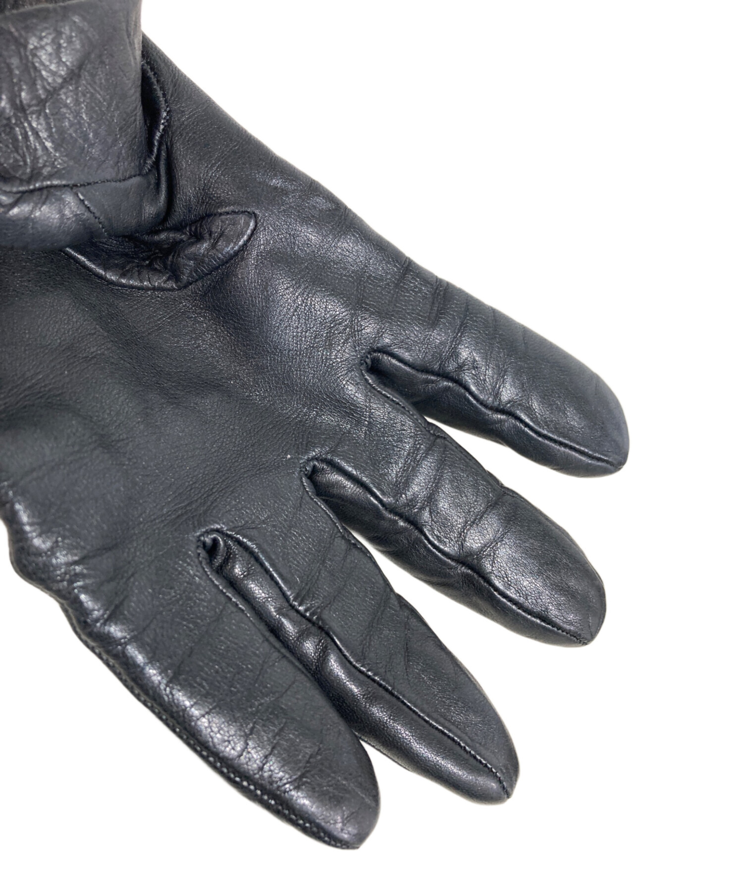 未使用タグ付　コーチ　 レザー手袋　 ブラック 羊革　毛100% 中古・古着通販】COACH (コーチ) レザーグローブ ブラック サイズ:8
