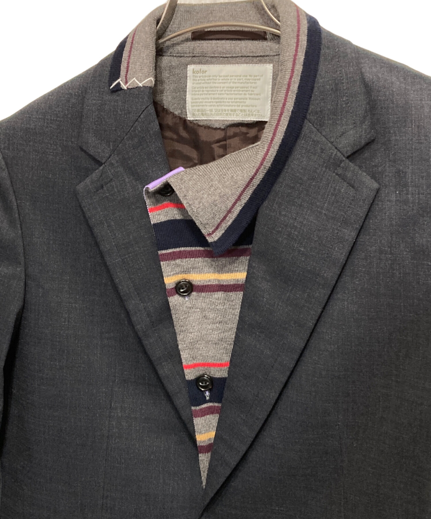 kolor ニットドッキングカシミヤウールテーラードジャケット 中古・古着通販】KOLOR (カラー) ニットドッキングテーラード