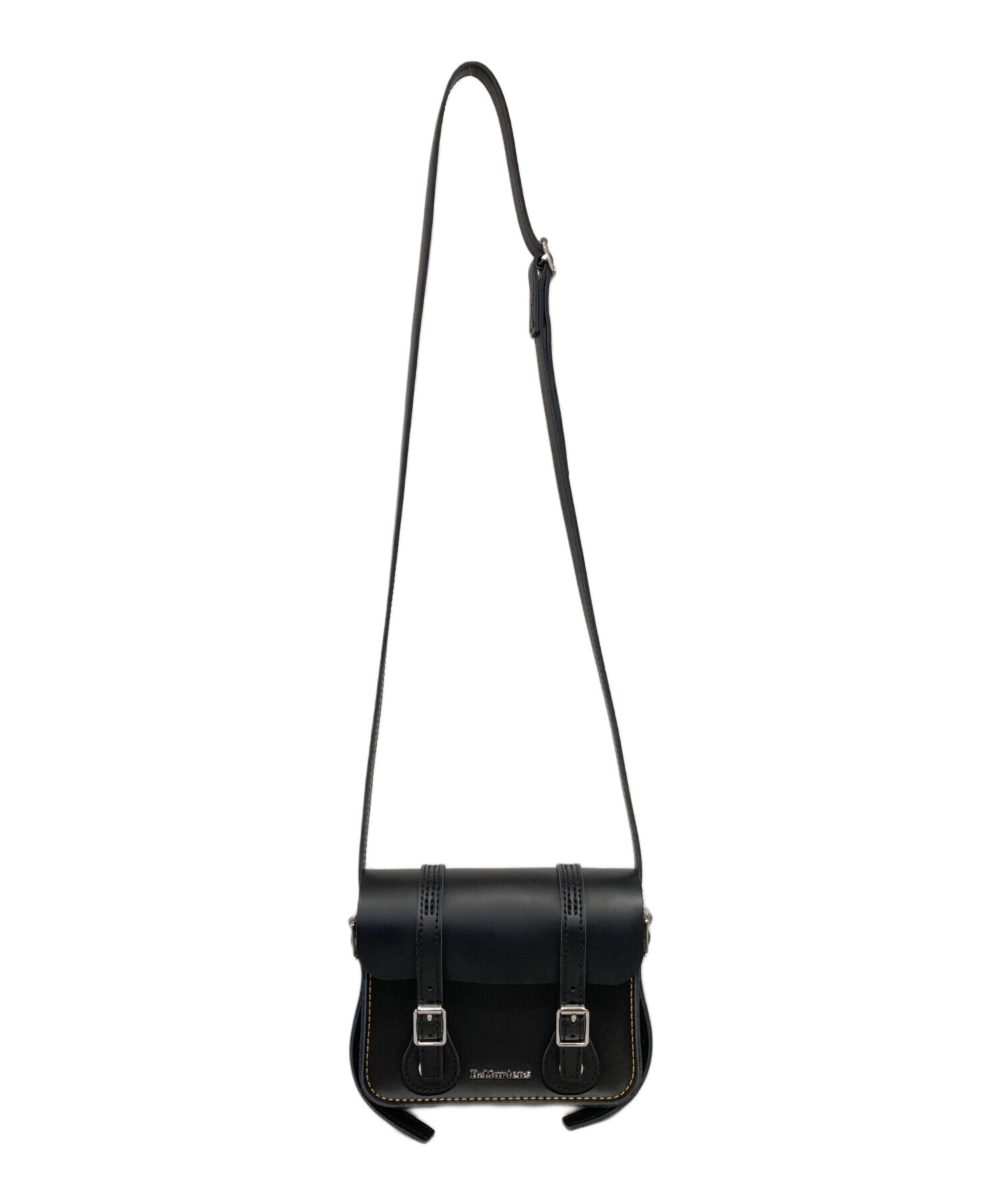 【中古】ドクターマーチン DR.MARTENS 7インチ サッチェルバッグ ショルダーバッグ ミニ レザー ロゴ シルバー金具 黒 中古・古着通販】Dr.Martens (ドクターマーチン) 7インチ サッチェル
