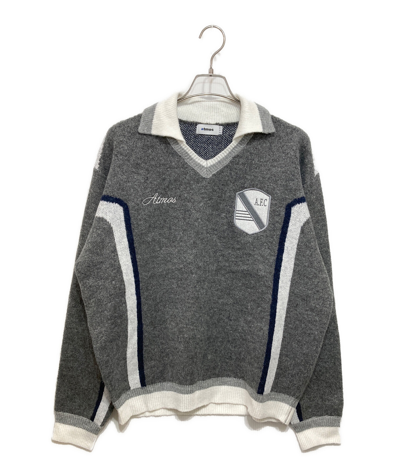 中古・古着通販】atmos (アトモス) Knit Soccer Polo Shirt GRAY 
