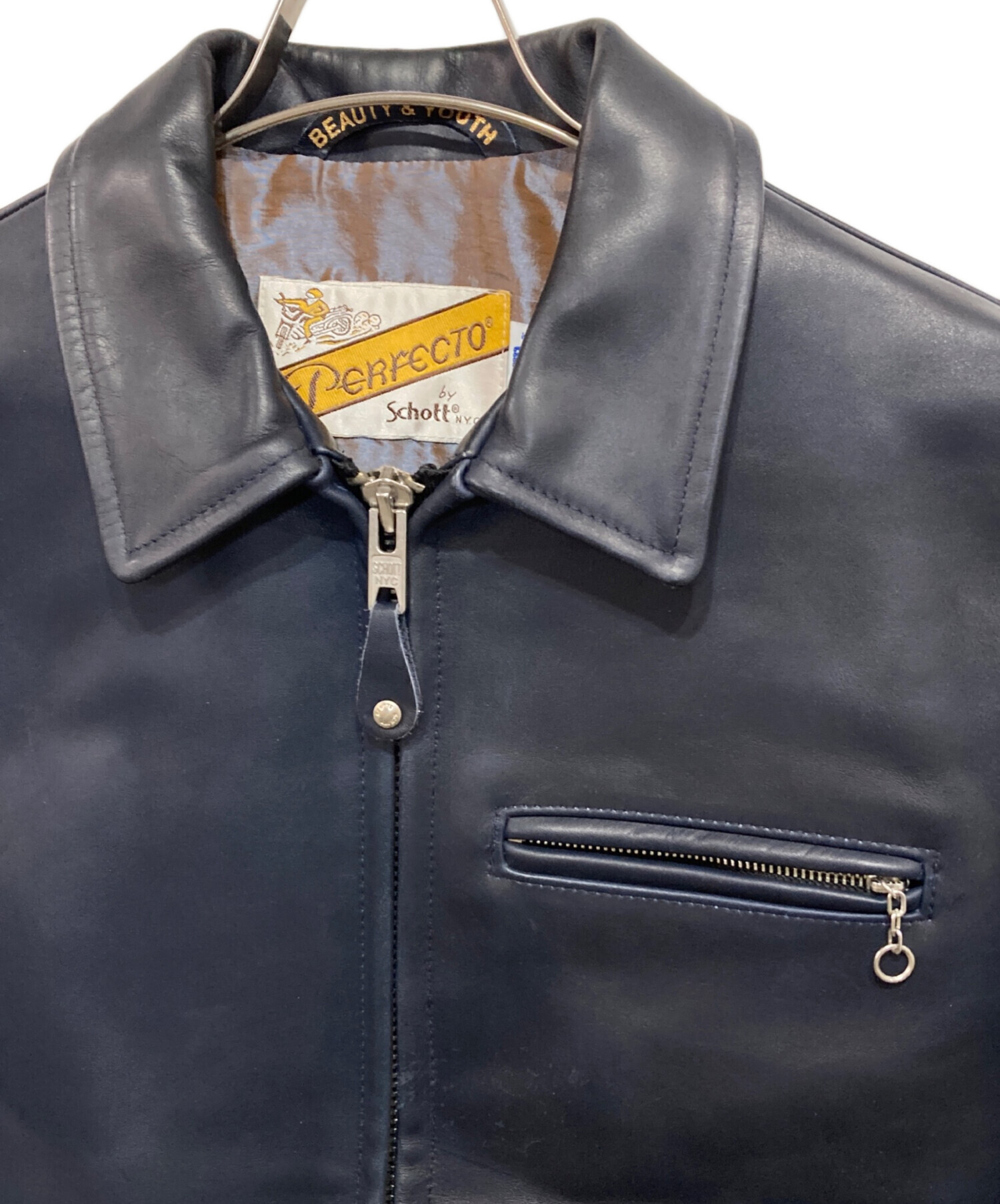 Schott × BEAUTY&YOURTH別注 シングル レザーライダースジャケット 