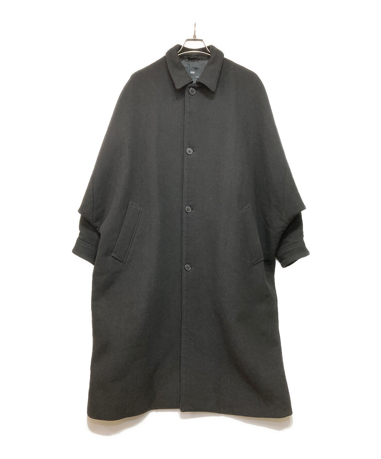 中古・古着通販】HARE (ハレ) ウールステンカラーコート ブラック