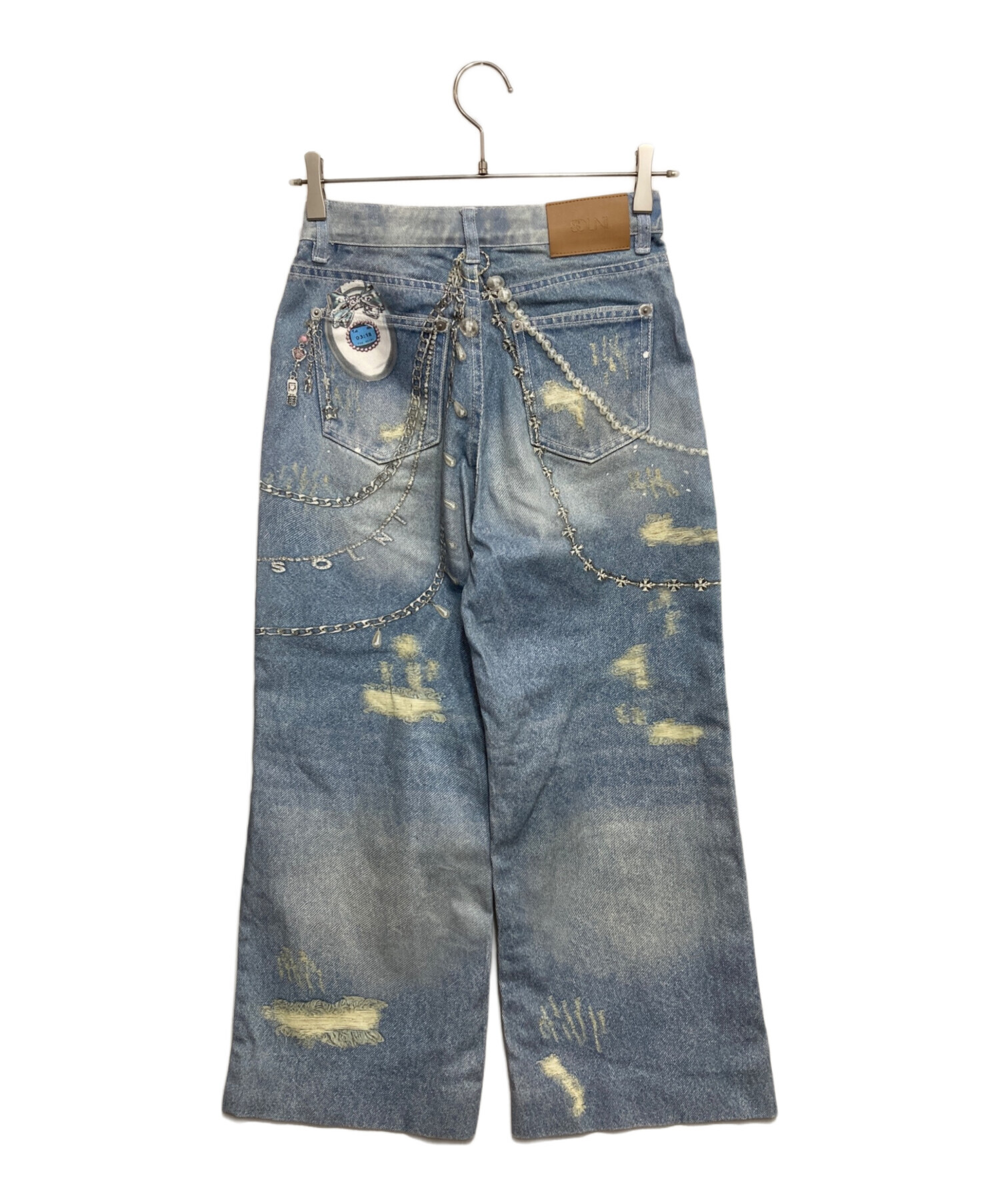 SOLNI ソルニ　プリントワイドデニム　Sサイズ 中古・古着通販】solni (solni) Printed wide leg Denim/プリント